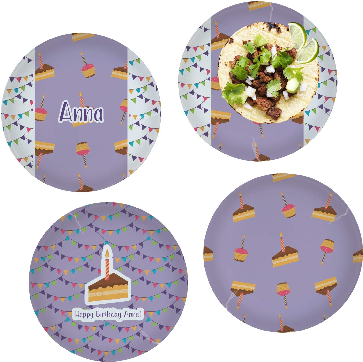 Personalized Happy Birthday Set of 4 Glass Plates - 10 Inch Dinner Plates for Party, Celebration & Special Occasions - Elegant Tableware for Birthday Parties, Anniversaries & Family Gatherings