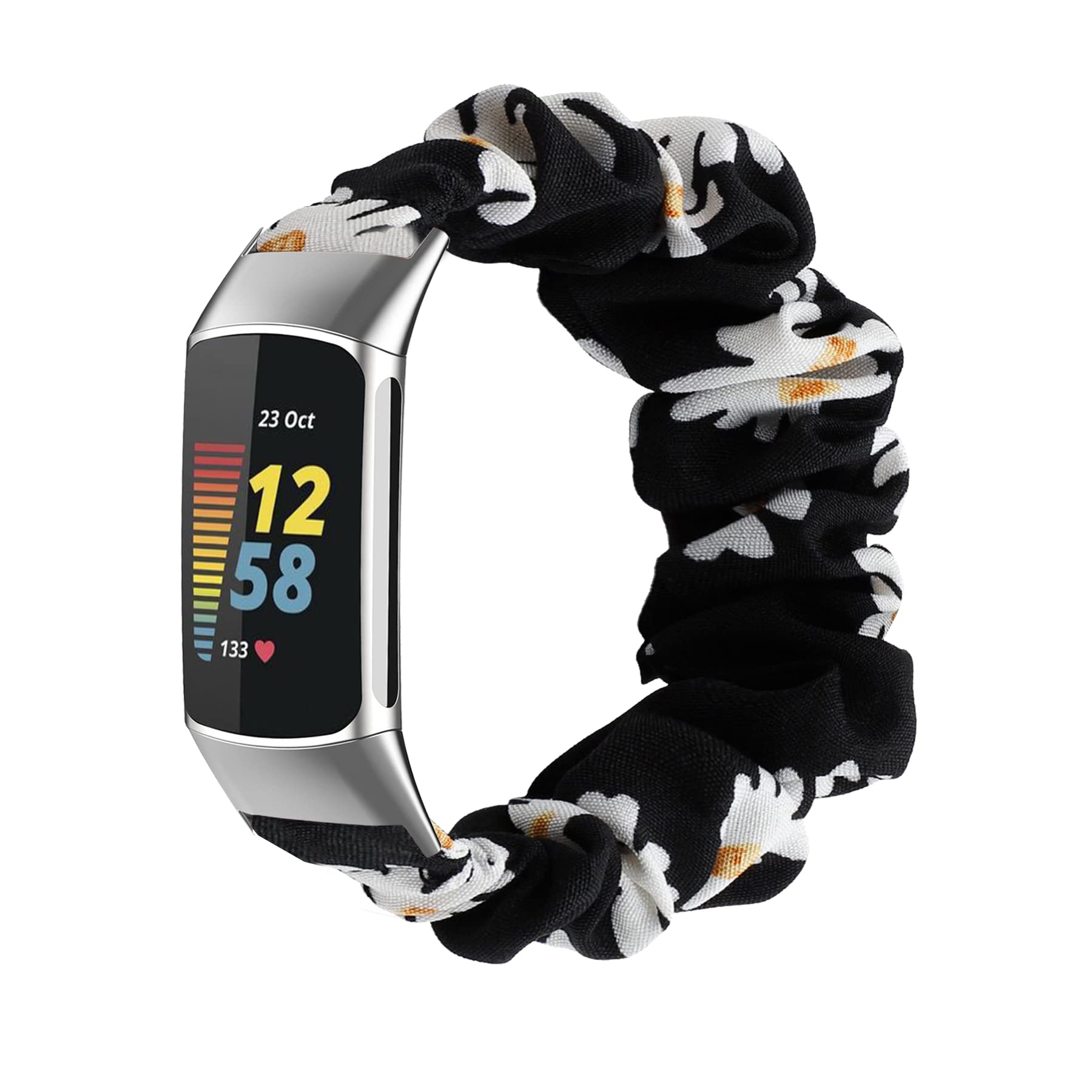 Soft Fabric Elastic Scrunchie Watch Bands Compatible with Fitbit Charge 5 - Replacement Wristbands for Women, Adjustable & Comfortable Fitness Accessories - Perfect for Workouts, Running, Yoga & Birthday Gifts