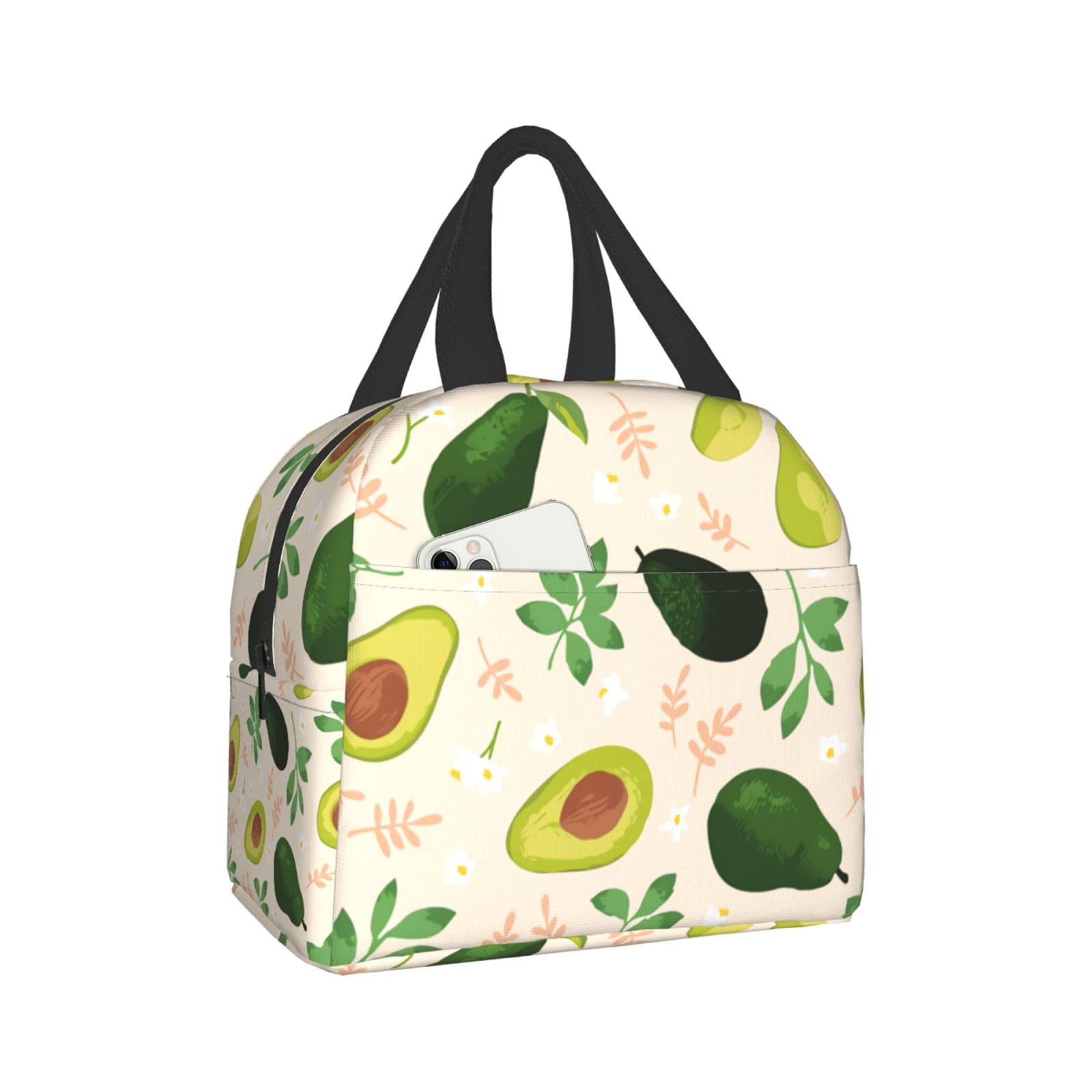 UNKVROL Insulated Avocado Lunch Bag for Women & Teens - Reusable Medium Lunch Box for Work, School & Outdoors - Portable Cooler Tote with Thermos for Adults & Girls - Perfect for Picnics, Hiking & Daily Commute