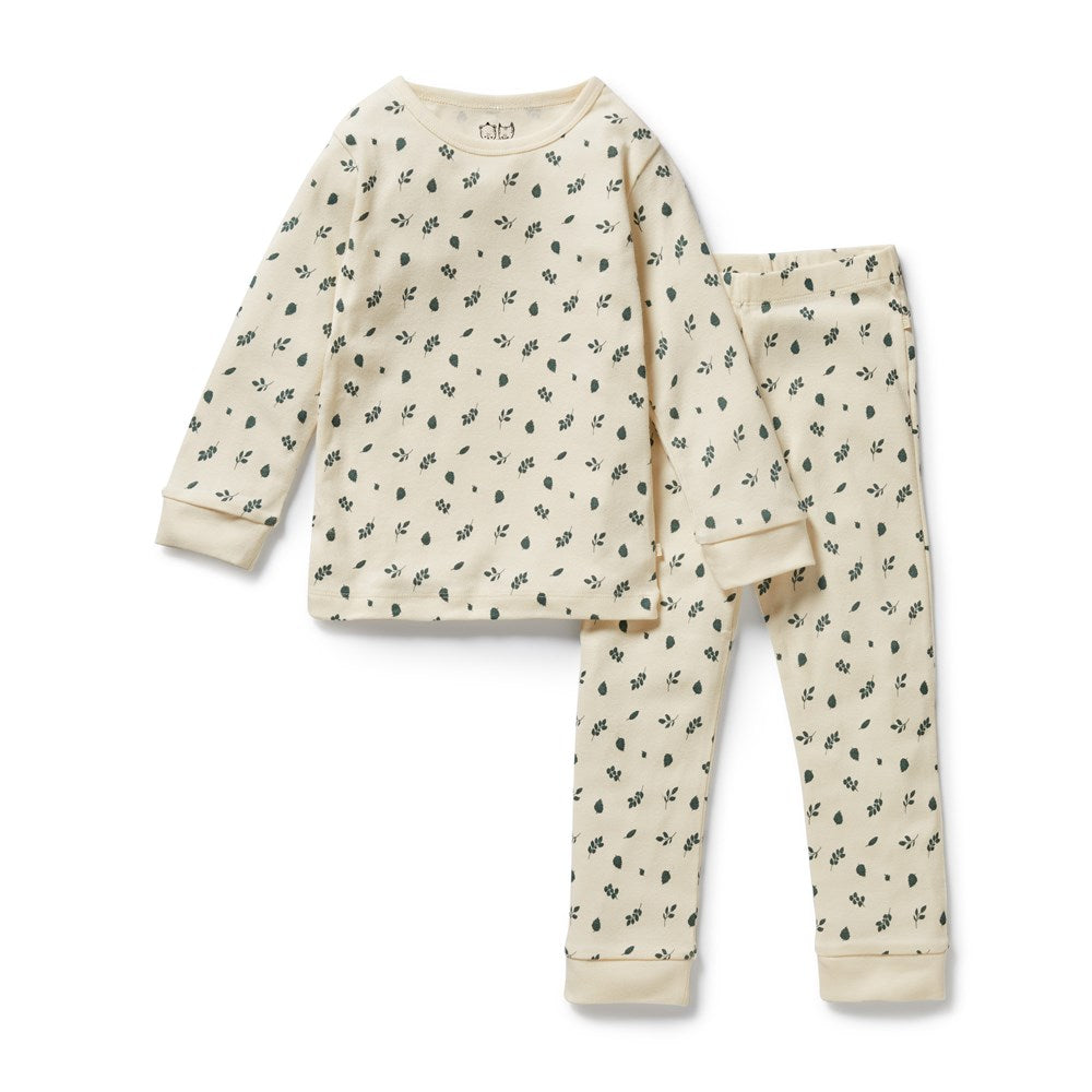 Twilight Leaf Organic Cotton Long Sleeve Pajamas for Women - Soft & Comfortable Sleepwear for Nighttime & Lounge Wear