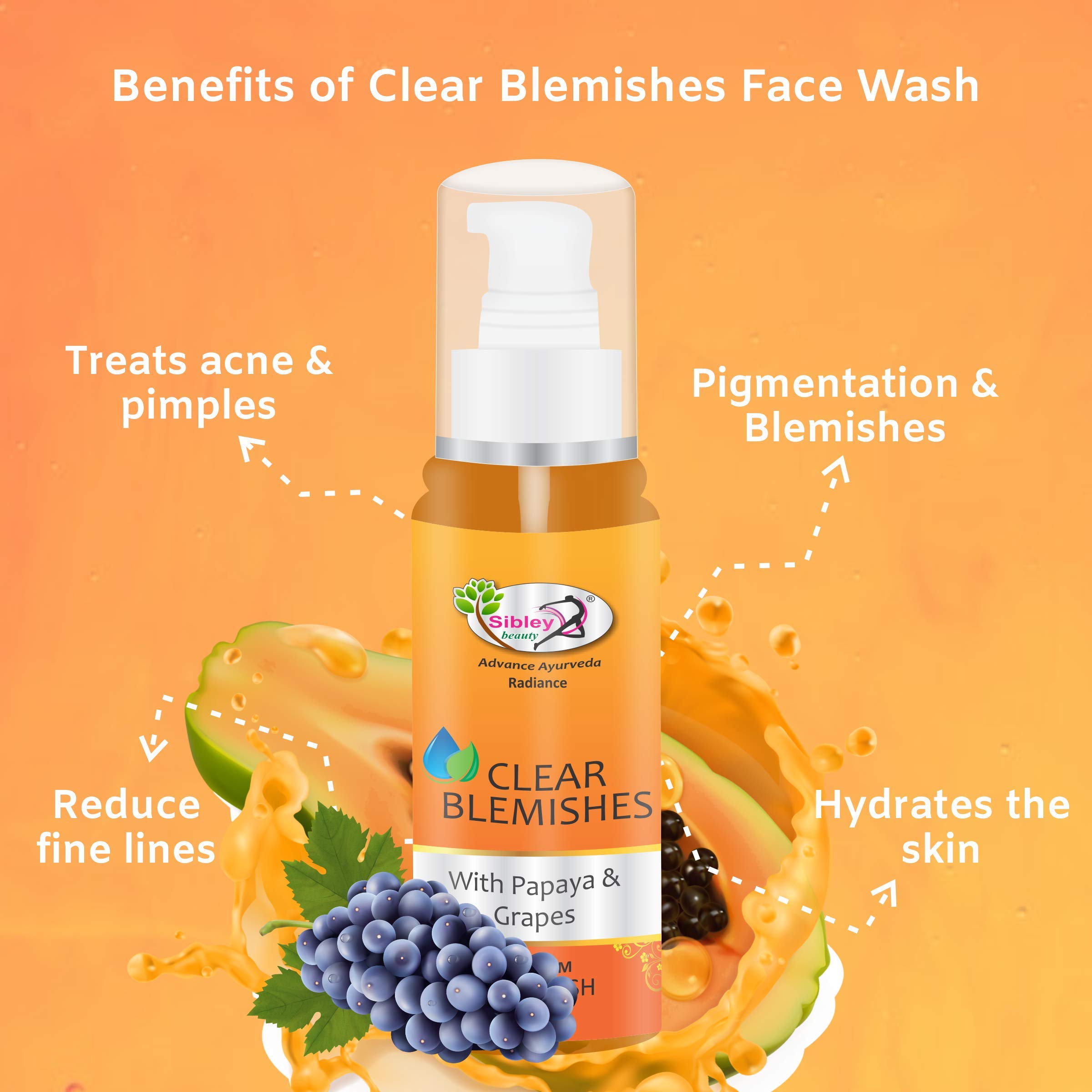 Sibley Beauty Green Tea Facial Kit (165g) & Papaya Anti-Blemish Face Wash (100ml) Combo Pack of 6 - For Men & Women with Oily, Dry, Combination Skin | Deep Cleansing & Brightening Skincare Routine