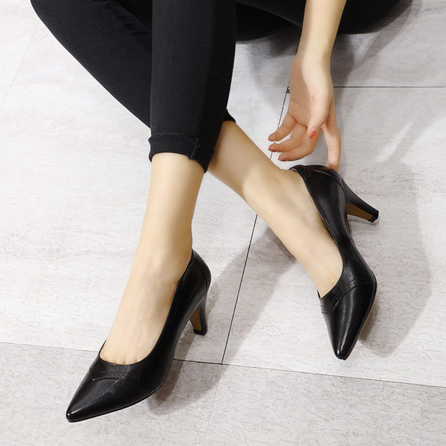 **Mona Flying Women's Leather Pointed Toe Dress Pumps – Comfortable High Heels for Office & Work – Elegant Ladies Dress Shoes for Business, Parties & Formal Events**