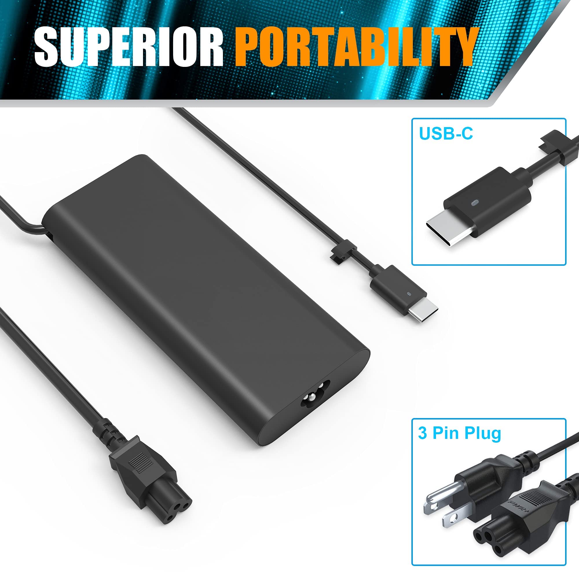 130W USB C Laptop Charger for Dell Latitude 7210/7310/7410/9410/9510/5420/5520, XPS 15 9500/17 9700, Precision 5550/5750/3551/3560/3550 - Fast Type C Power Adapter with DA130PM170 HA130PM170 0K00F5 Compatibility - Perfect for Home, Office & Travel Use