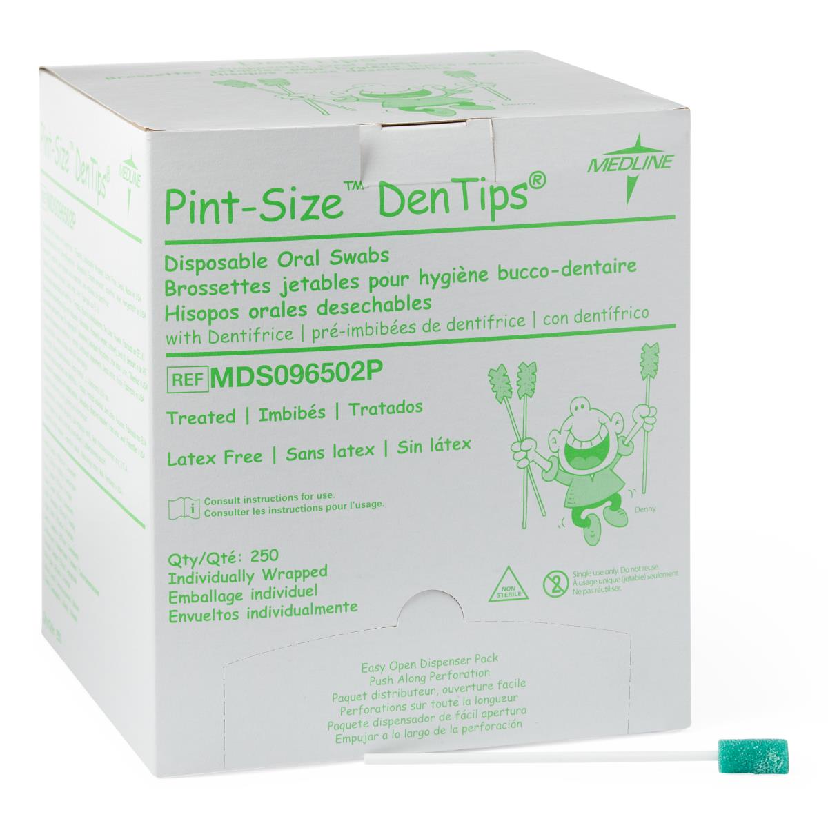 Dentips Disposable Oral Swabs - 100pcs Sterile Cotton Swabs for Oral Care, Hygiene & Medical Use - Perfect for Nursing Homes, Hospitals & Home Care