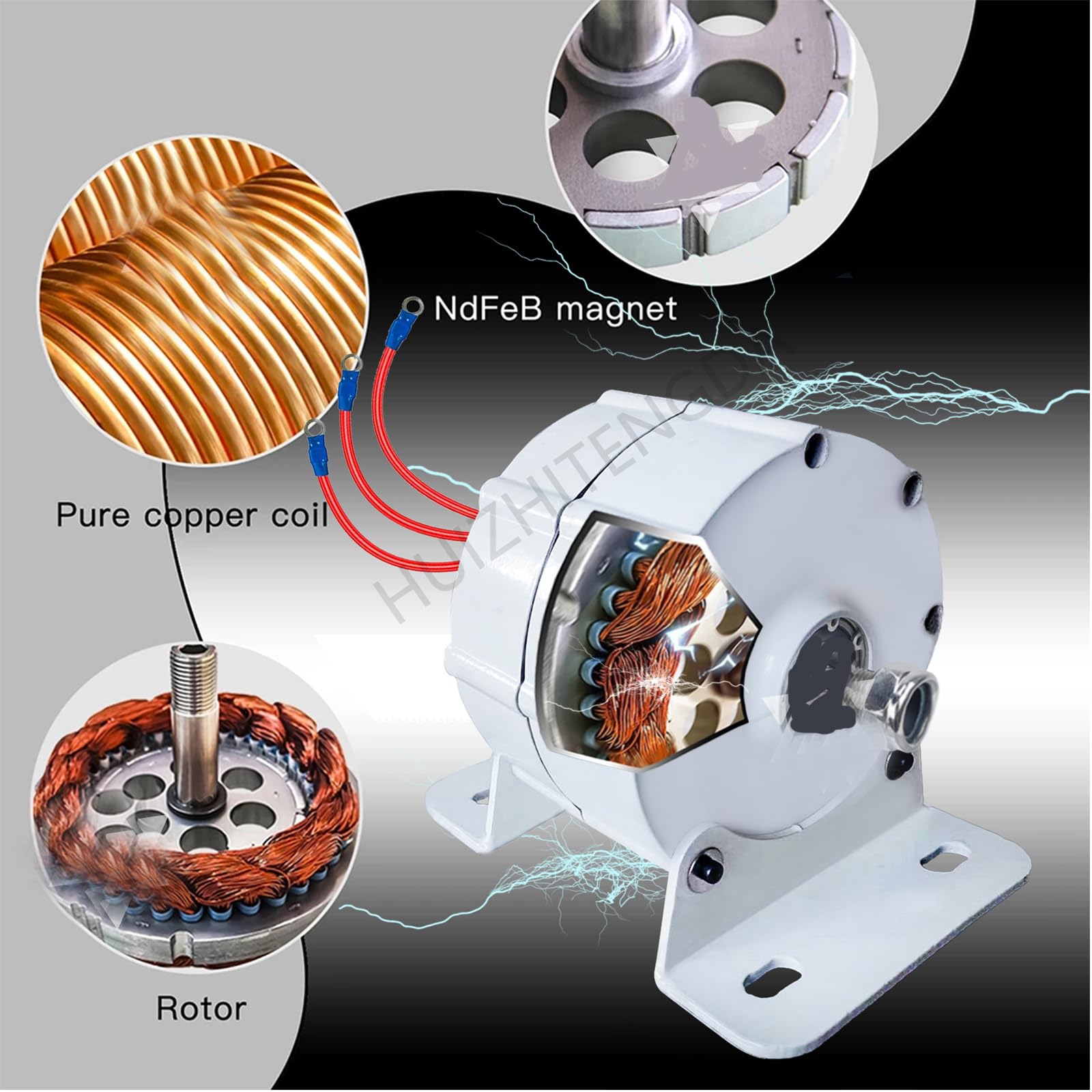 5000W Permanent Magnet Generator - Low RPM AC Gearless Alternator with Charge Controller for 12V 24V 48V 220V Systems - Ideal for Wind Turbines, Water Turbines & Diesel Engines (Includes Base) - Perfect for Off-Grid Power, Renewable Energy & Emergency Backup Solutions