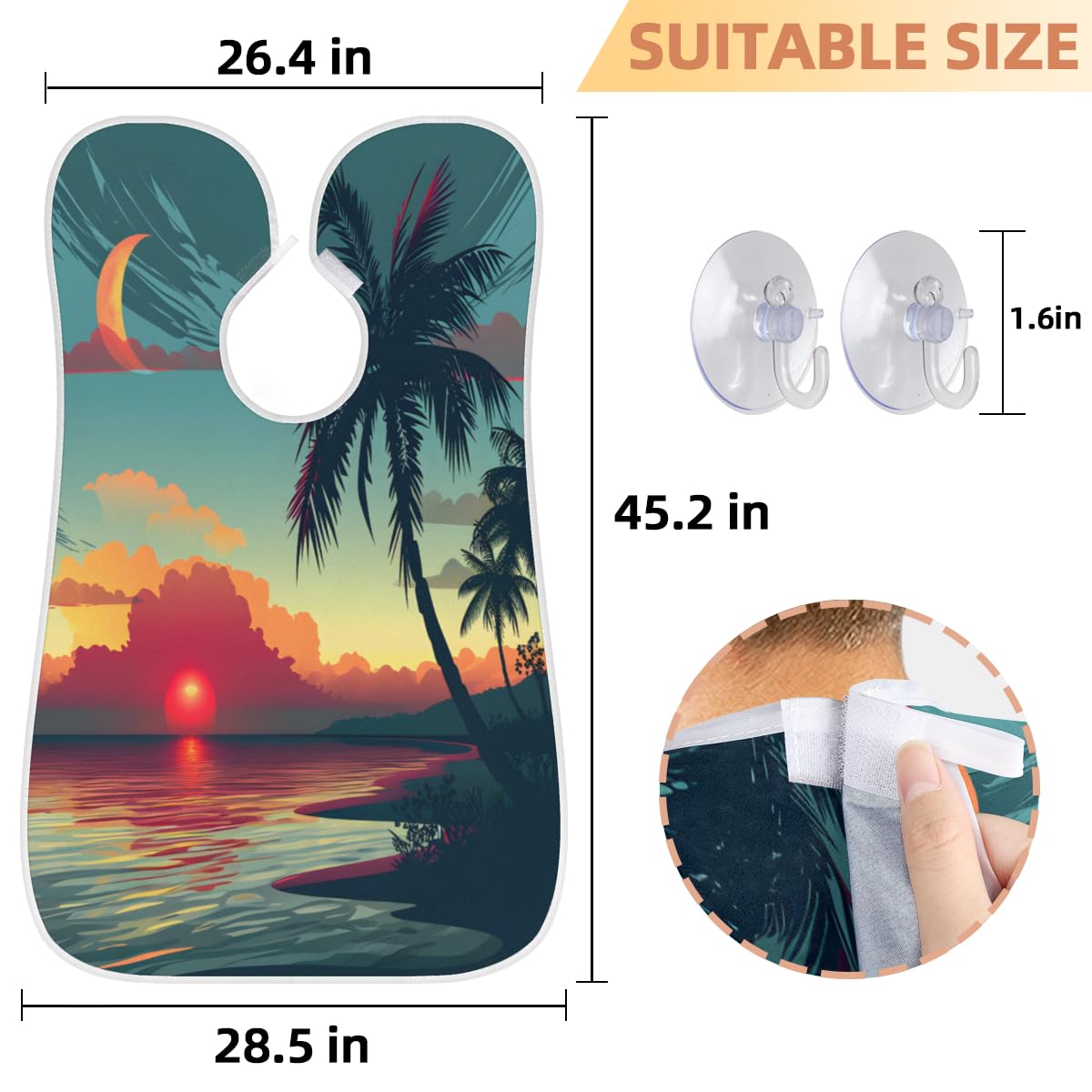 Men's Sea Level Sunset Beard Shaving Bib - Waterproof Hair Dye Apron for Barbers & Stylists | Makeup Artist Cape, Haircut & Beard Trimming Accessory | Perfect for Salon, Home Grooming & Sink Cleanup