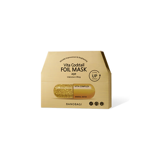 BANOBAGI Vita Cocktail Foil Mask - Anti-Aging Facial Sheet Mask (30g x 10 Sheets) for Hydration & Brightening - Perfect for Skincare Routine & Spa Night
