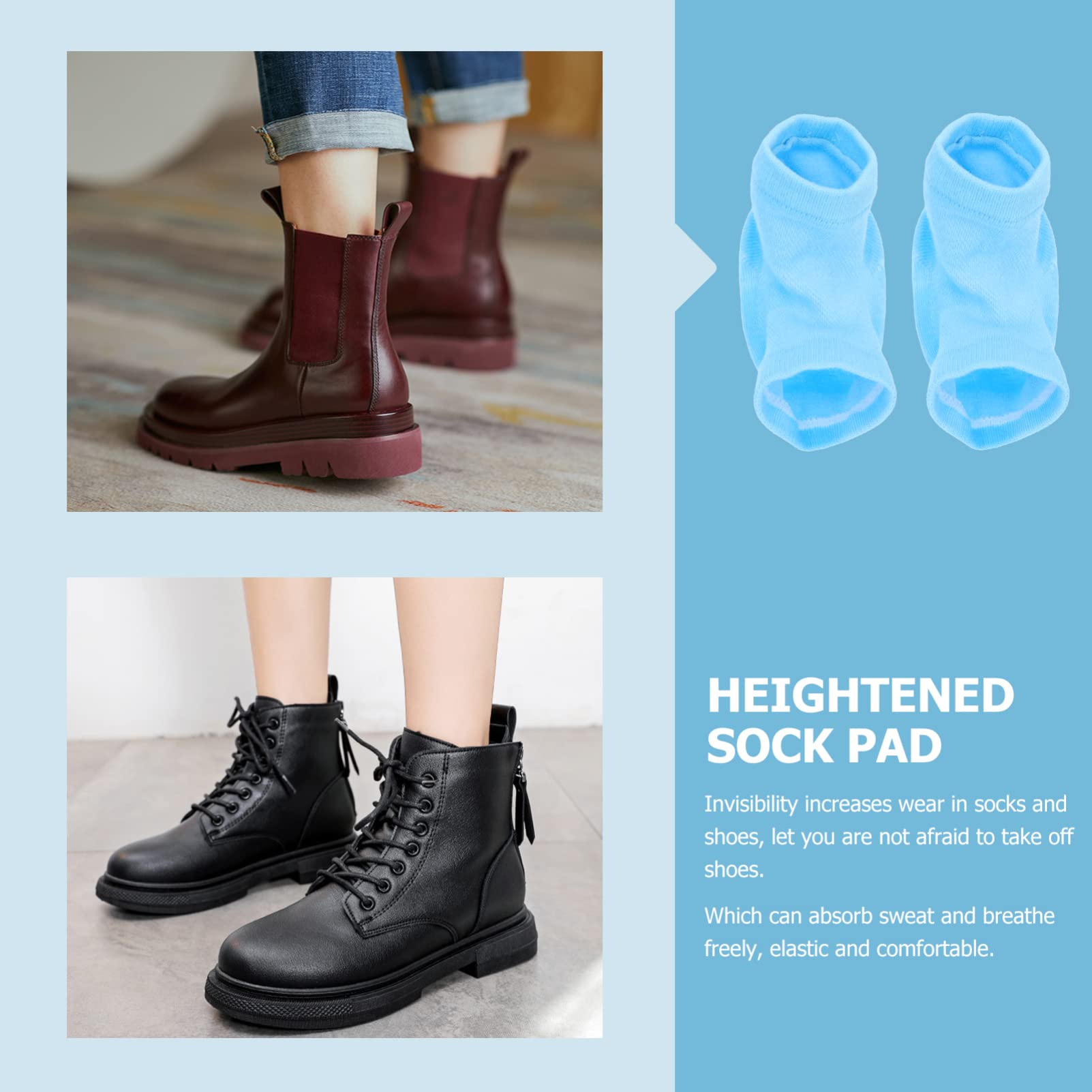 1 Set Invisible Height Increase Insoles - Heel Cups & Plantar Support for Men & Women - Comfortable Foot Protectors & Sock Pads - Perfect for Work, Dating & Daily Wear