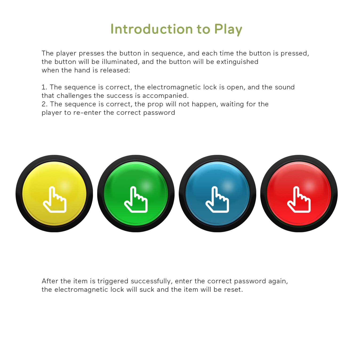 Escape Room Button Mechanism - 5 Color Options for 12V Magnetic Lock Control - Perfect for Exit Game Owners, Players & Adventurers (1 Button, No Video) - Ideal for Puzzle Rooms, Team Building & Interactive Adventures