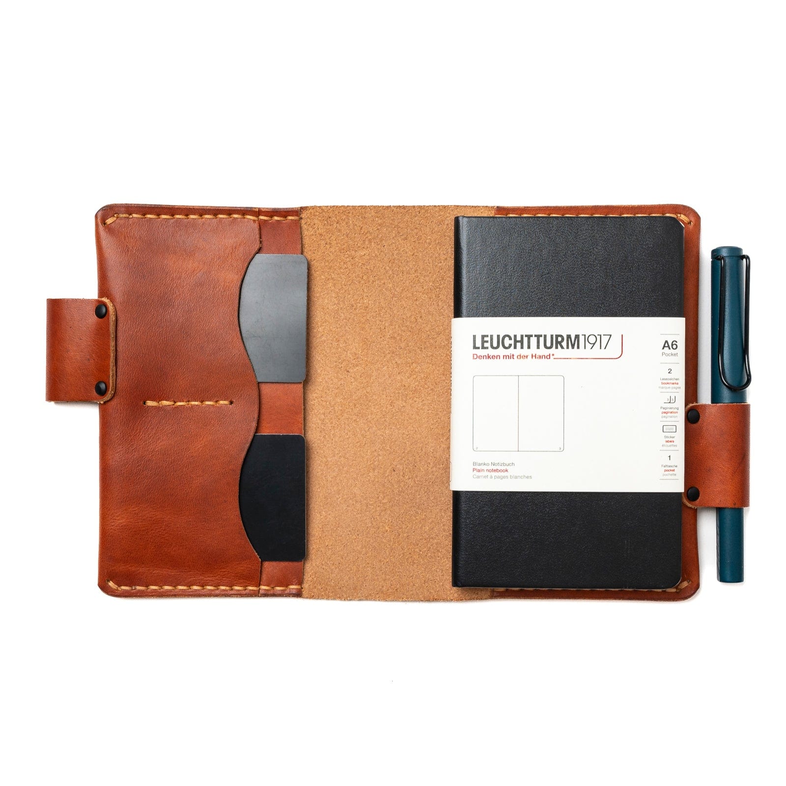 Premium Leather Leuchtturm1917 Pocket Notebook Cover - Slim Protective Case for A5 Notebooks - Perfect for Journaling, Sketching & Daily Planning
