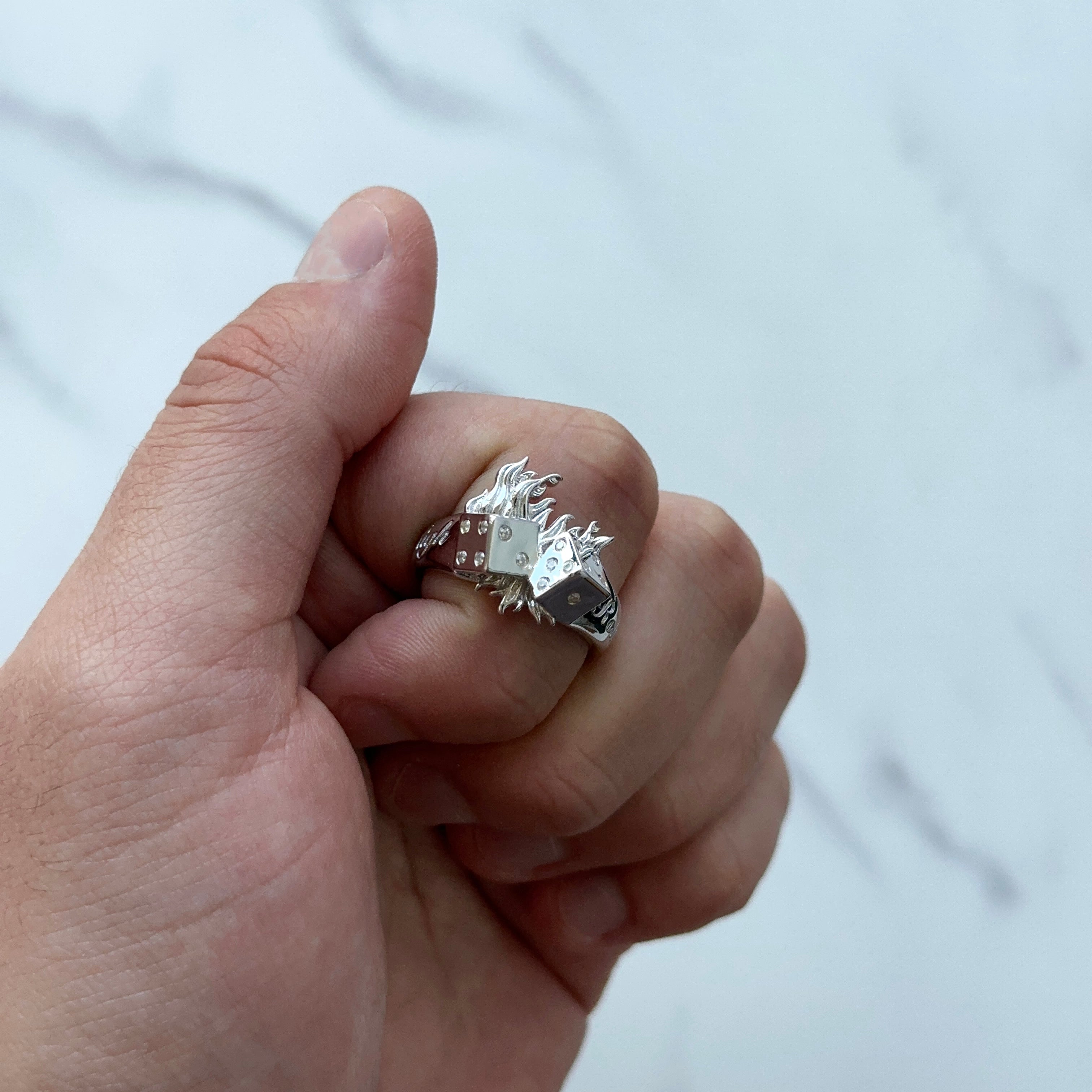 High Roller Ring - .925 Sterling Silver Men's Fashion Jewelry for Casino & Poker Night - Perfect for Gambling, Gifts & Special Occasions