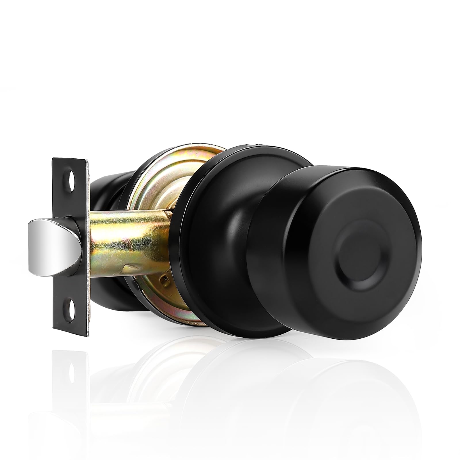 Modern Keyless Passage Locks - Black Cylindrical Door Knobs for Kitchen, Kids Room & Hallway
