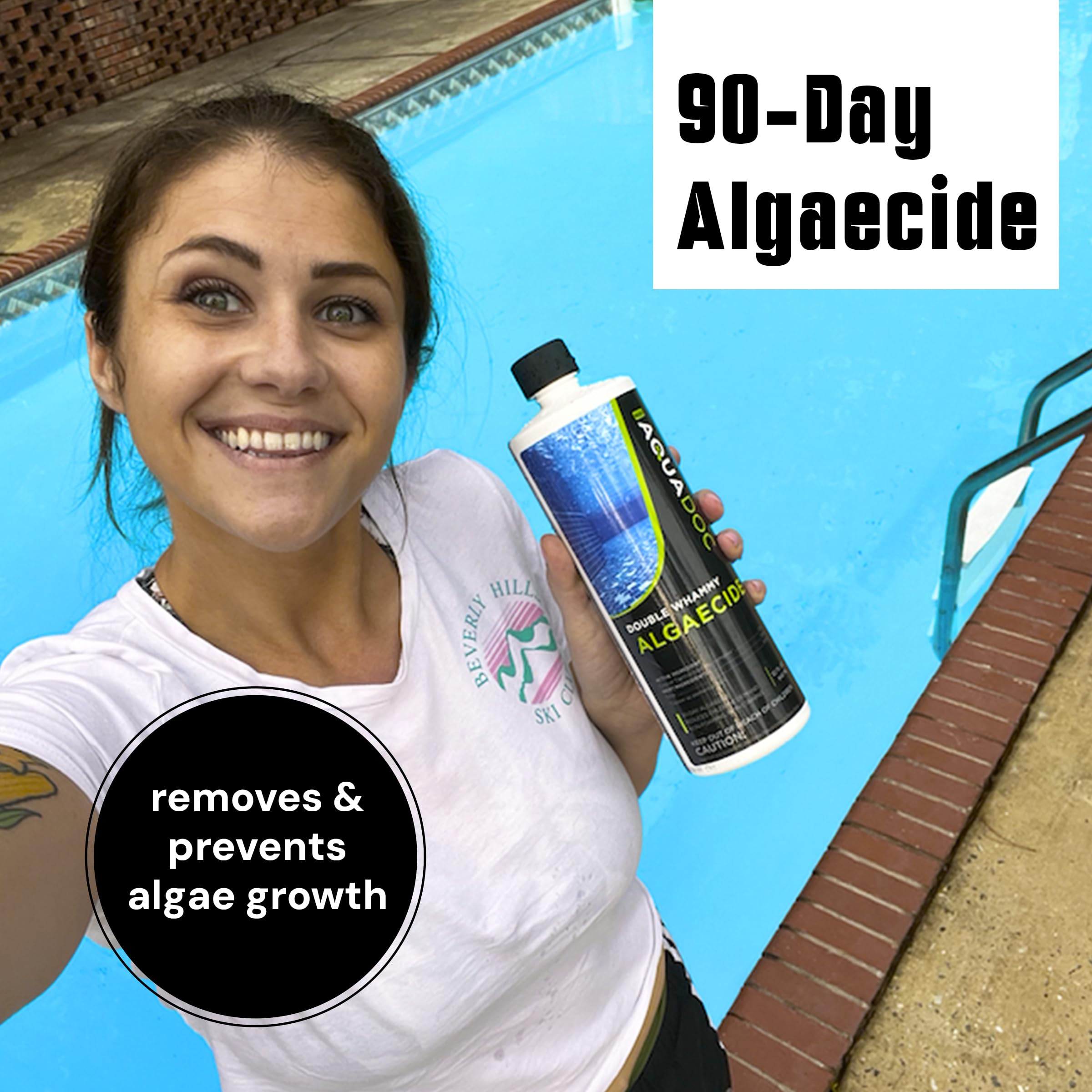Copper Pool Algaecide for Swimming Pools - 90-Day Long-Lasting Algae Prevention & Removal for Inground Pools - Super Strength Formula for Pool Opening & Maintenance - AquaDoc 32oz - Perfect for Year-Round Pool Care, Summer Swim Season & Green Algae Treatment