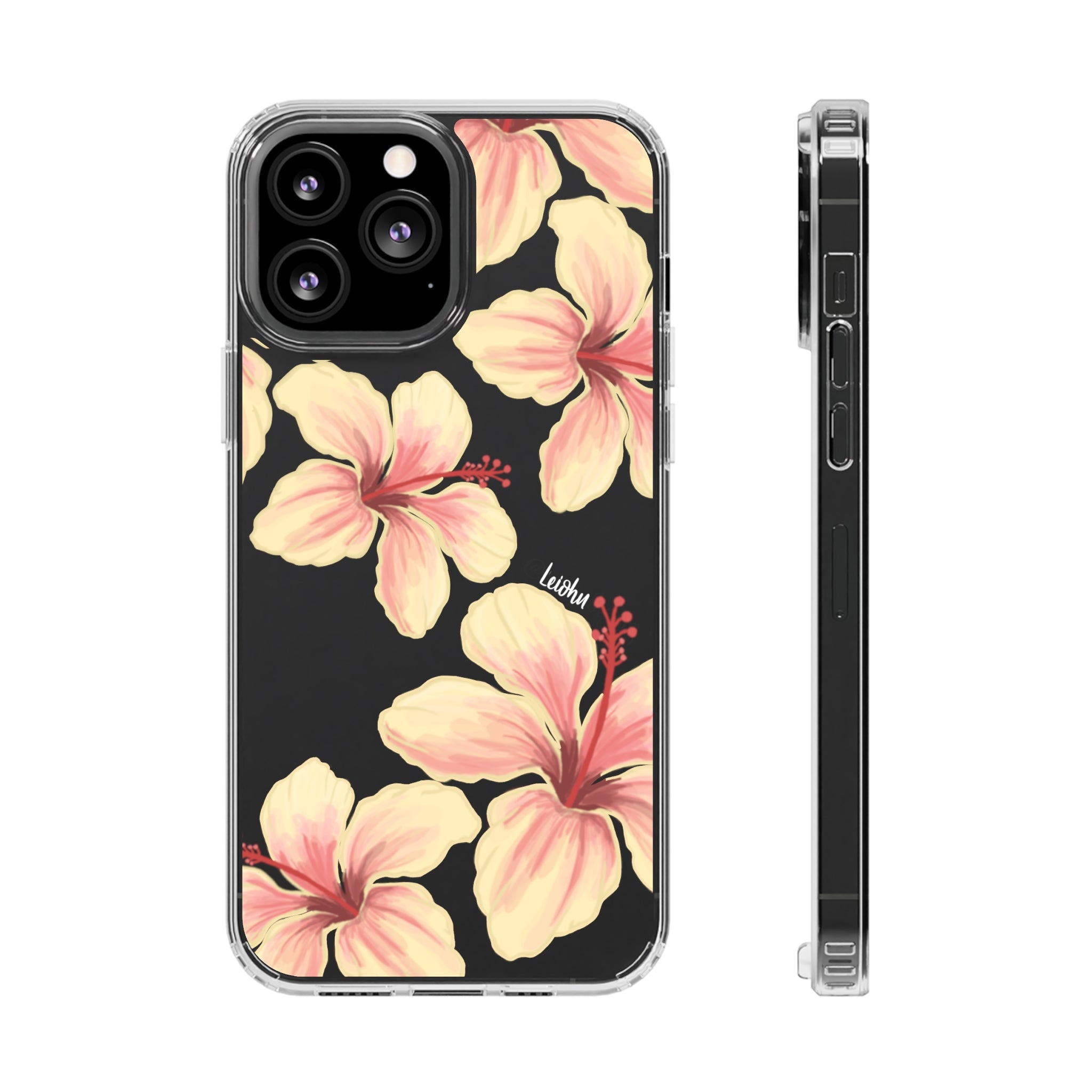 Premium Clear Hibiscus Ke'oke'o Phone Case - Shatterproof Protective Cover for iPhone & Samsung - Perfect for Beach, Travel & Everyday Use