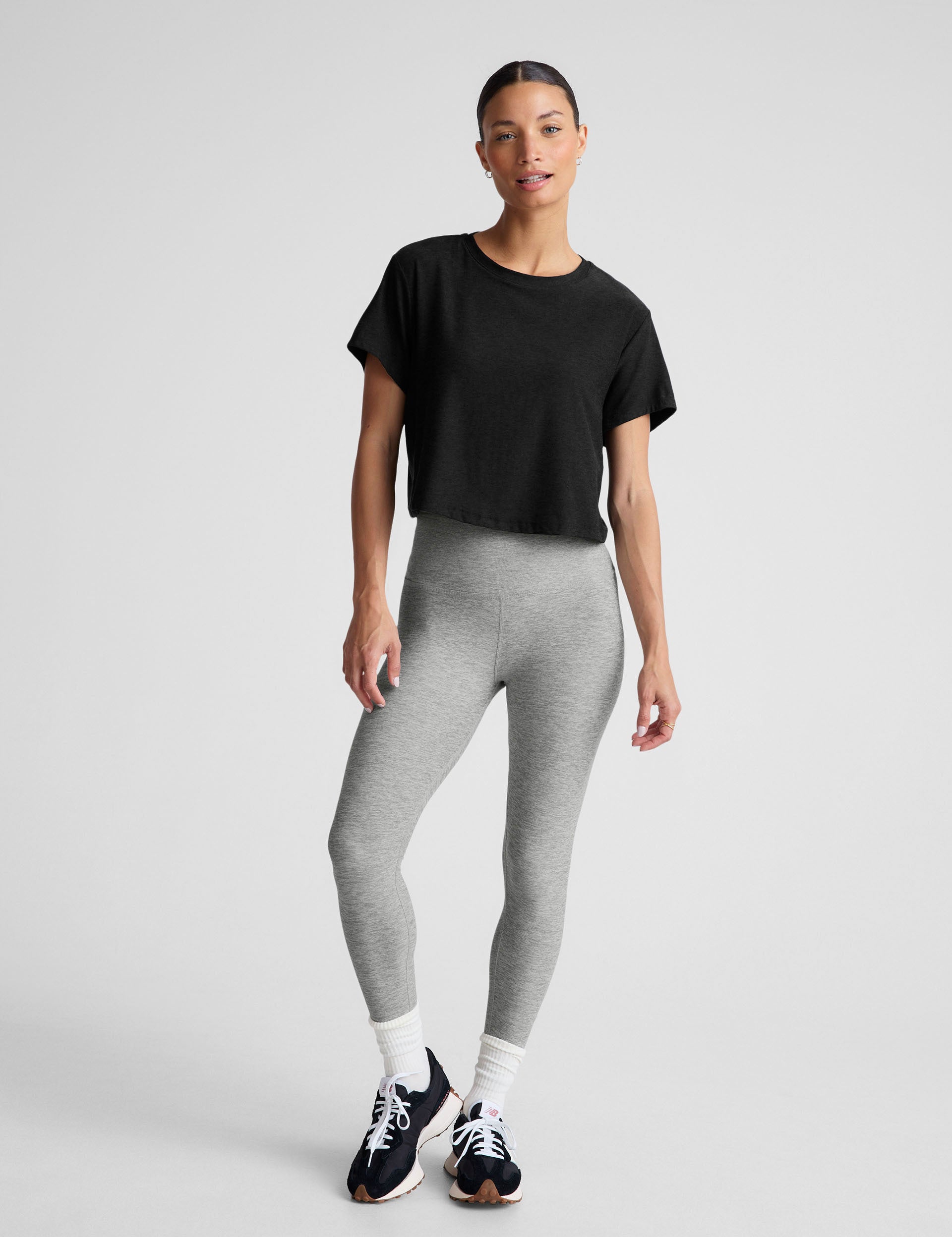 Featherweight Supreme Cropped T-Shirt - Darkest Night Black | Lightweight Comfort Fit Women's Top for Casual Wear & Summer Outfits