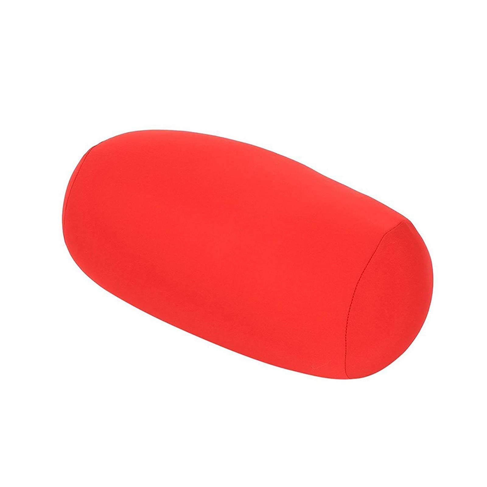 Microbead Roll Neck Pillow - Comfy Bean Bag Travel Pillow for Airplane, Car & Sofa - Mooshi Foam Bolster Tube Cushion with Lumbar & Head Support - Perfect for Sleeping, Relaxing & Pain Relief (Red, 12.6