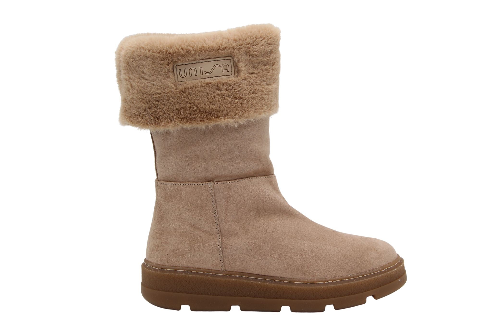 UNISA FOSSY Camel Suede Ugg Style Fur Lined Boots - Women's Winter Snow Boots with Cozy Fleece Lining for Cold Weather, Indoor/Outdoor Comfort - Perfect for Casual Wear, Snow Days & Cozy Home Use