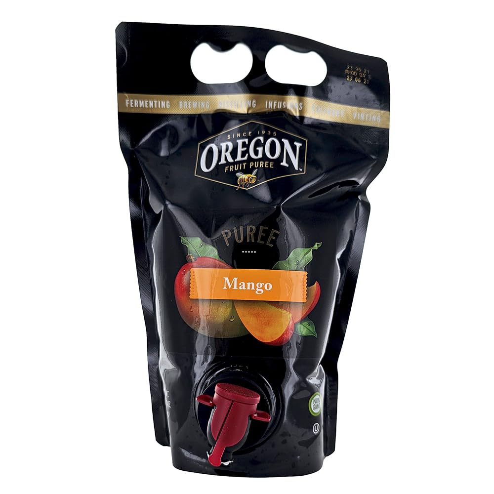 Oregon Fruit Mango Puree 49oz (1.4kg) Pouch - 100% Natural Mango Puree for Smoothies, Baking, Cocktails & Desserts | Gluten-Free & Non-GMO | Perfect for Restaurants, Bakeries & Home Use
