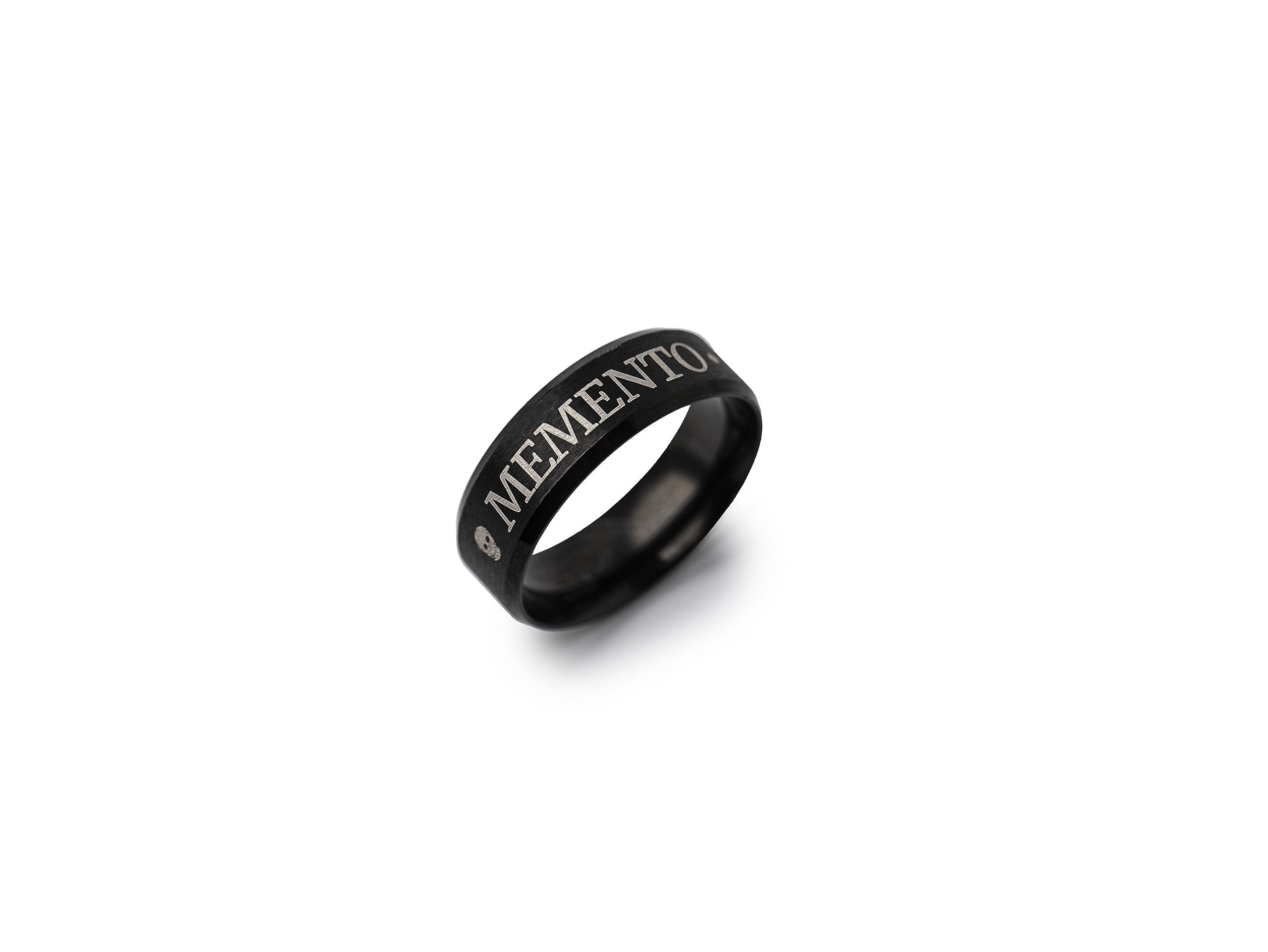 STOIC STORE UK Memento Mori Ring - Stainless Steel Skull Ring with Engraved Wrapped Text - Unisex Stoic Jewelry for Men & Women - Daily Meditation Practice, Mindful Living & EDC Accessory - Perfect for Stoicism Practitioners, Philosophy Lovers and Thoughtful Gifts
