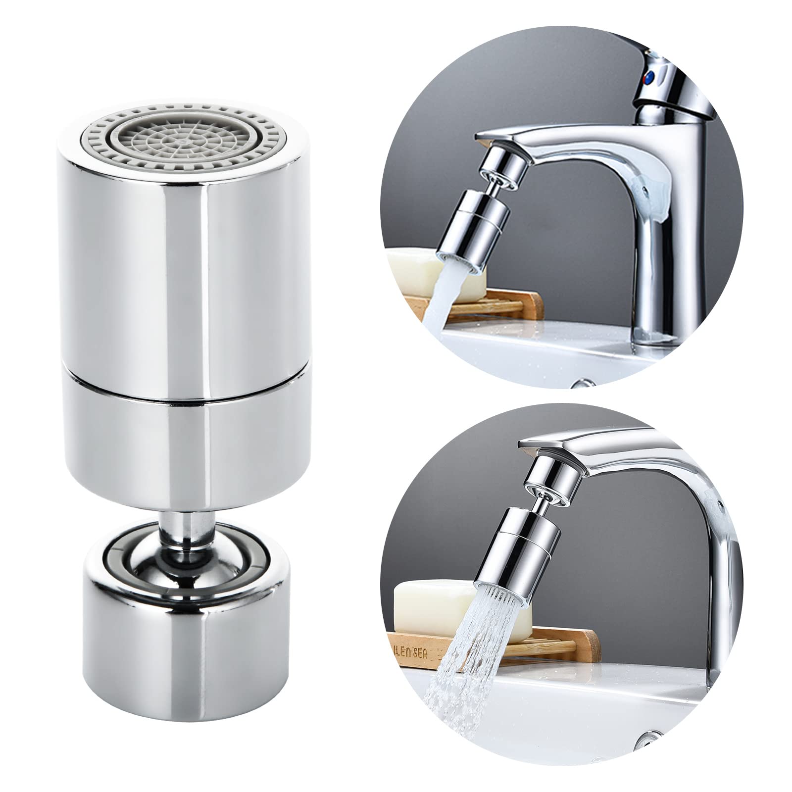 2PCS 360 Degree Rotatable Kitchen Sink Faucet Aerator Spray Head - 1.8GPM Dual Function Swivel Sprayer Attachment in Polished Chrome | Perfect for Washing Dishes, Filling Pots & Cleaning Sinks