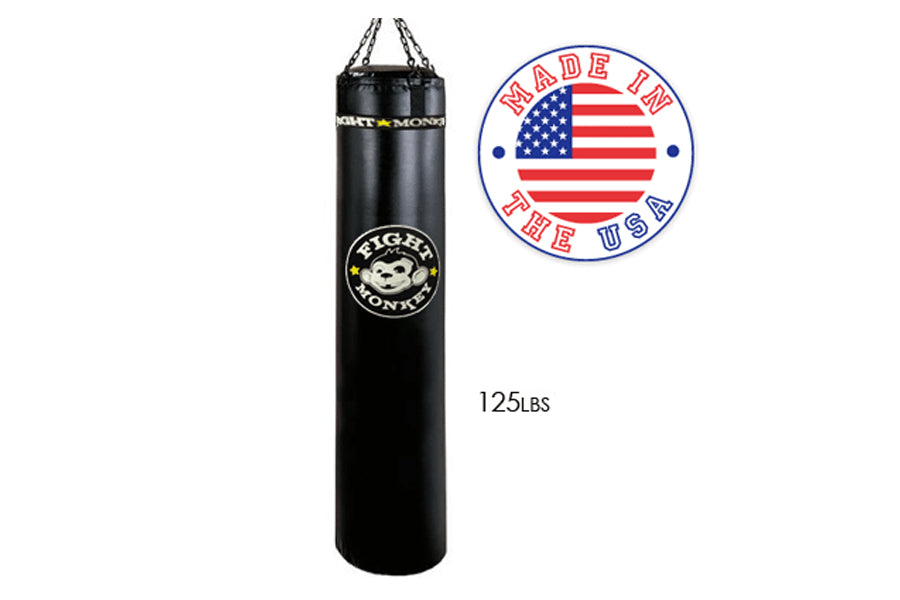Fight Monkey 125lbs Vinyl Muay Thai Punching Bag for MMA, Kickboxing & Home Gym Training - Heavy Duty Training Equipment for Boxing & Martial Arts