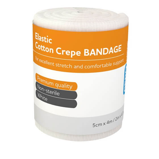 Elastic Cotton Crepe Bandages 5cm x 4m - 12 Pack for First Aid, Sports Injuries & Wound Care Support