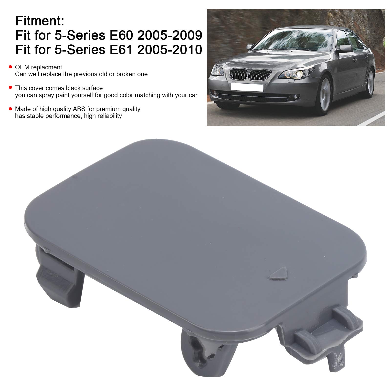 Keenso Front Bumper Tow Hook Eye Cover Hole 51117184708 Compatible with BMW 5-Series E60 E61 - Perfect for Car Repair, Customization & Off-Road Protection