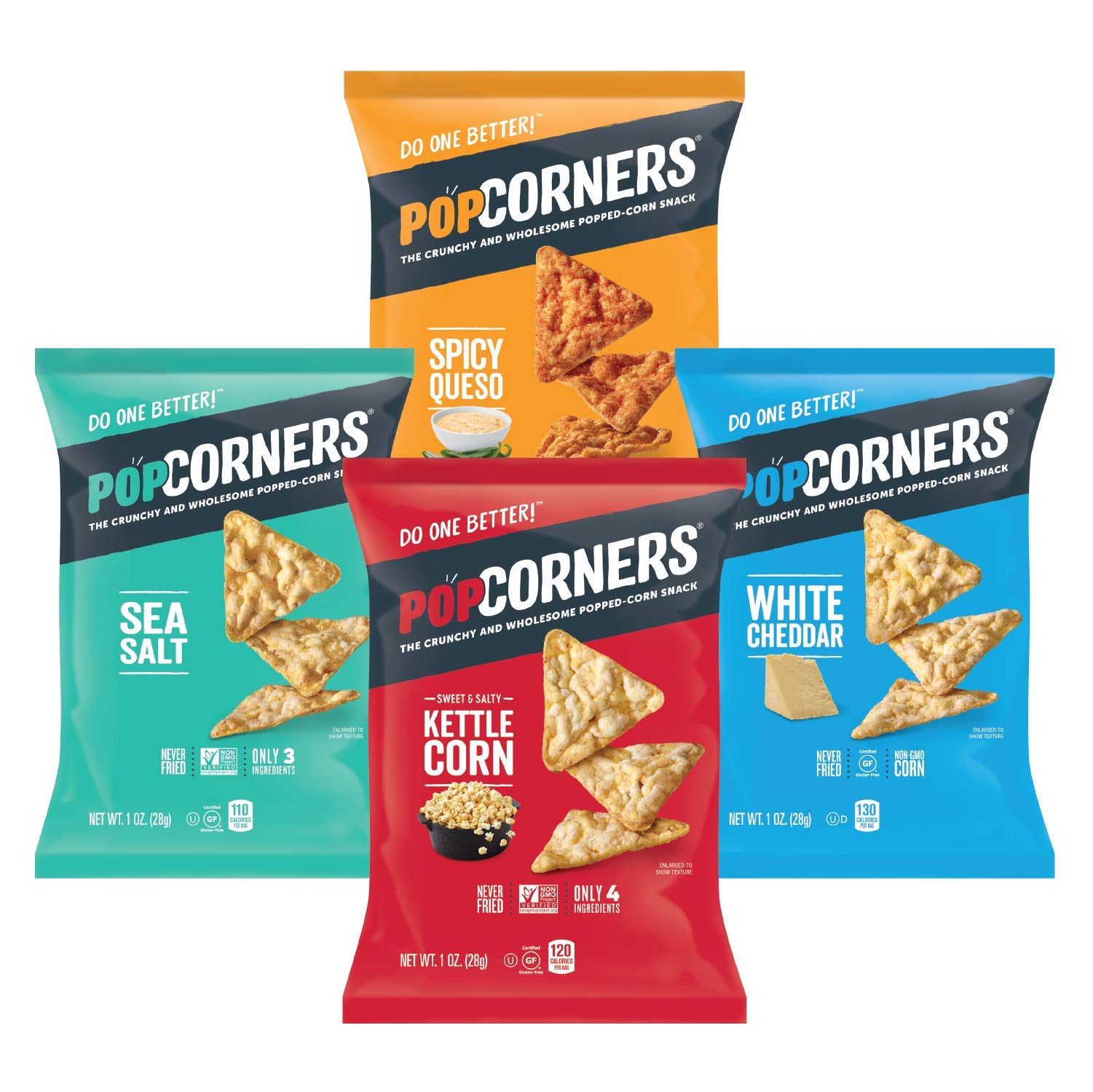 PopCorners Gluten Free Snacks Variety Pack - 24 Count (4 Flavors, 1 oz Bags) | Healthy Corn Chips for School Lunches, Office Snacks & Movie Nights