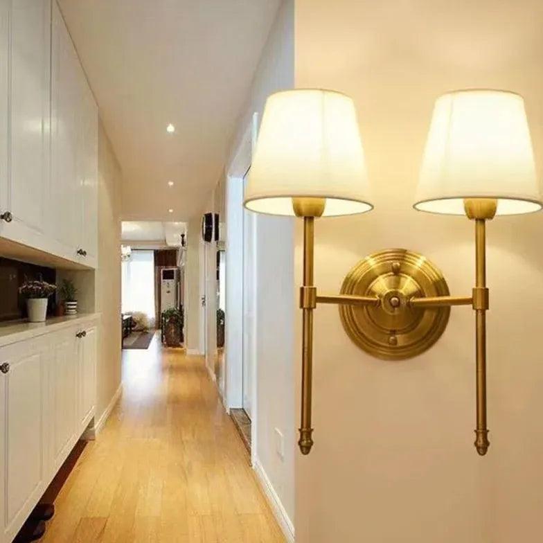 Modern Double Wall Sconces for Living Room - Brass Finish Wall Lights for Bedroom, Hallway & Dining Room - Elegant Home Decor Lighting