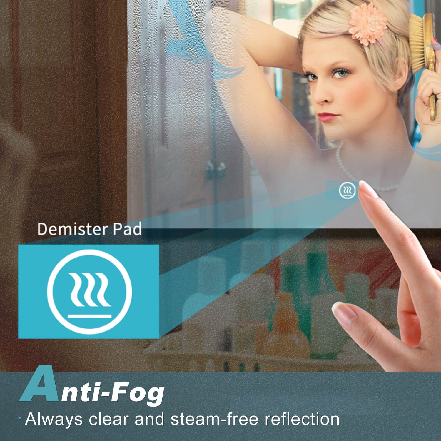 900x700mm LED Bathroom Mirror with Bluetooth Speaker - Anti-Fog, Dimmable Lights, Modern Vanity Mirror for Makeup & Shaving - Perfect for Home, Spa, Salon, and Hotel Decor