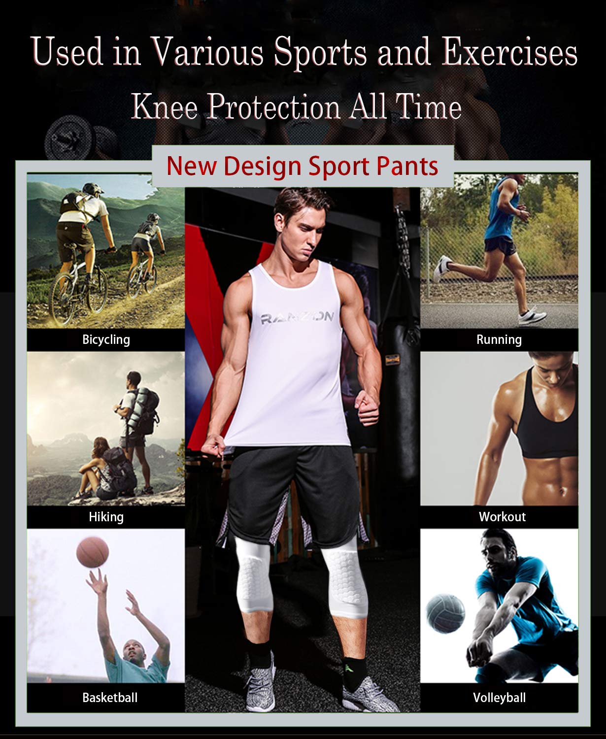 Basketball Compression Pants with Protective Pads - White 3/4 Length Capri Pants for Men & Women - Breathable Padded Leggings for Basketball Training & Games