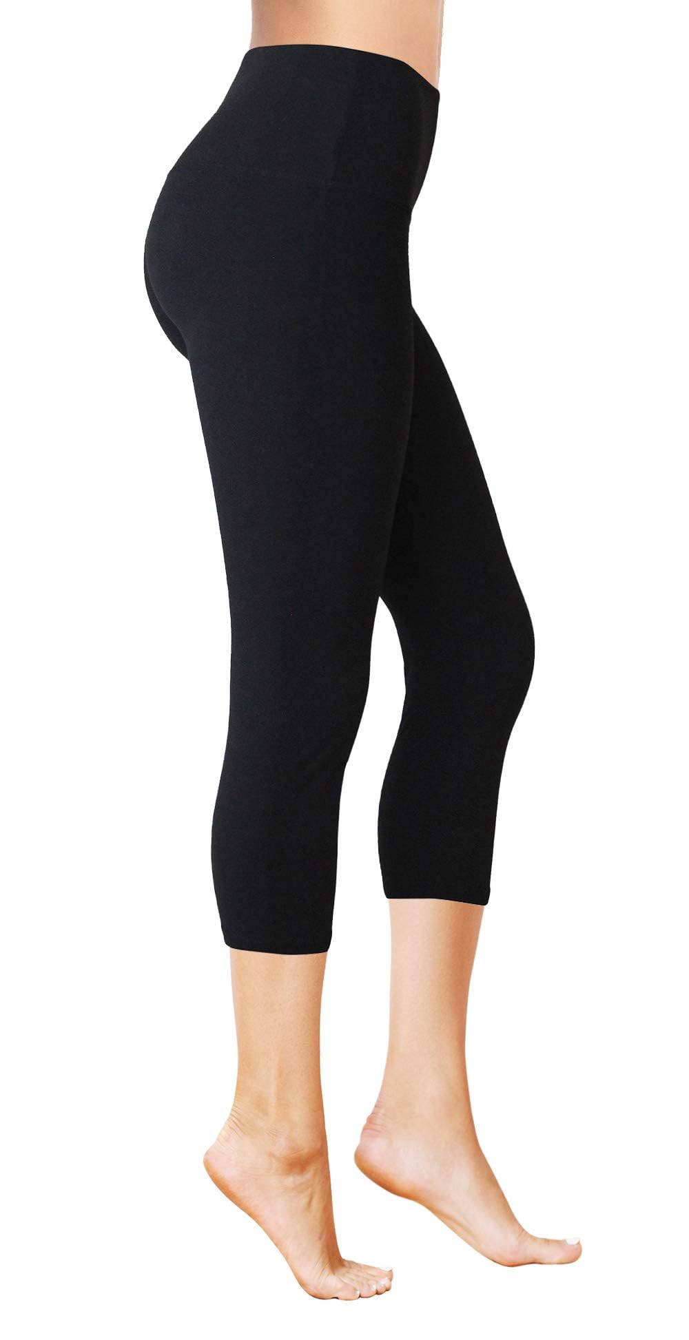 COMFY FOREVER Women's High Waist Tummy Control Leggings - 5' Ankle Length & Capri Pants (Black, XXL) for Yoga, Workout & Everyday Comfort