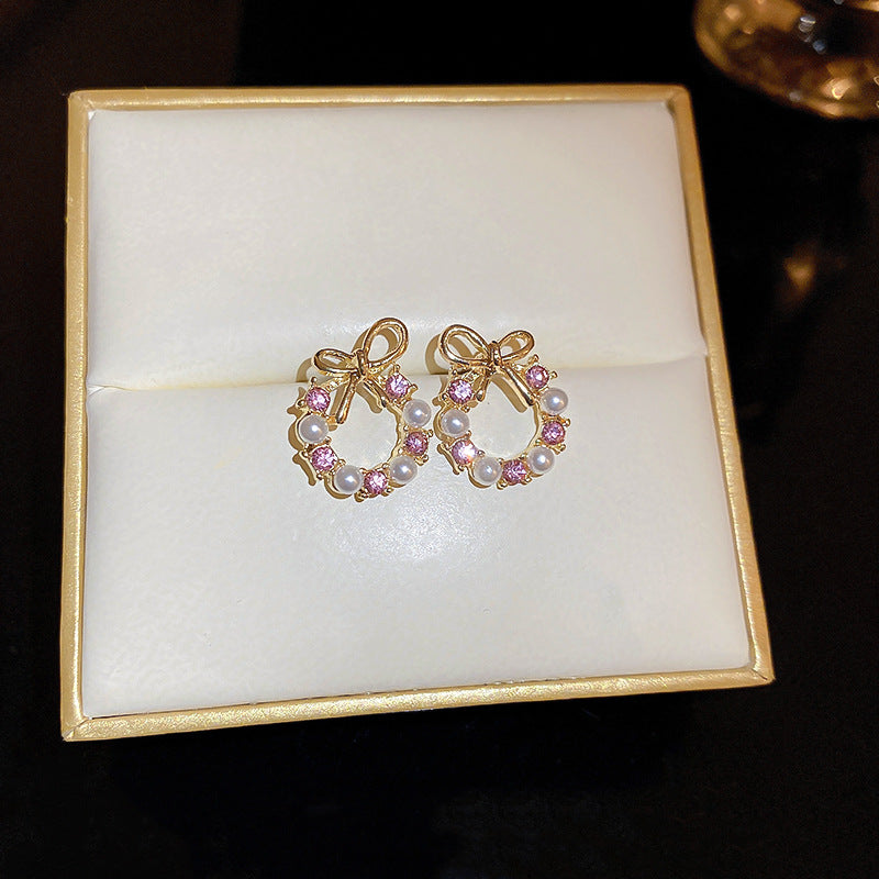 Elegant French Style Bow Pearl Stud Earrings | D3056 | Perfect for Weddings, Parties & Everyday Wear