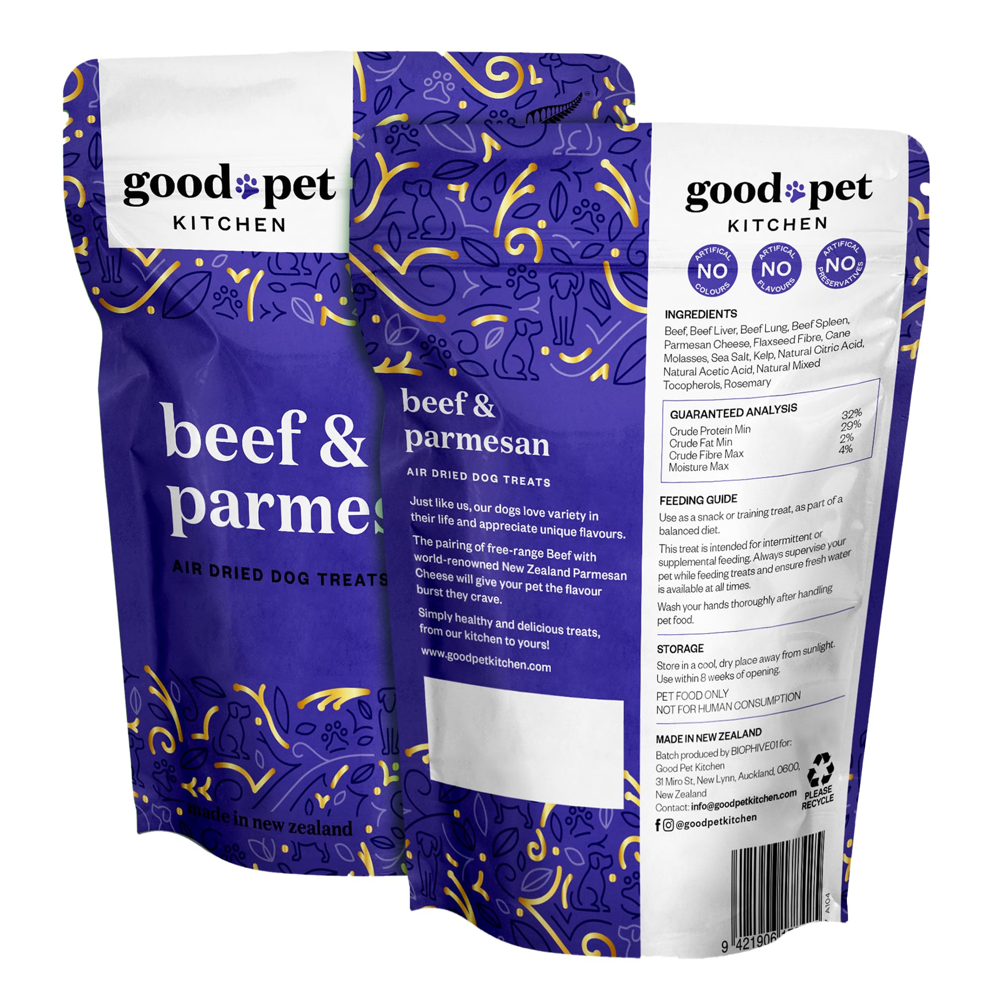 Natural Air-Dried Dog Treats - Grain Free Beef & Parmesan (2.8oz) for Training & Snacks