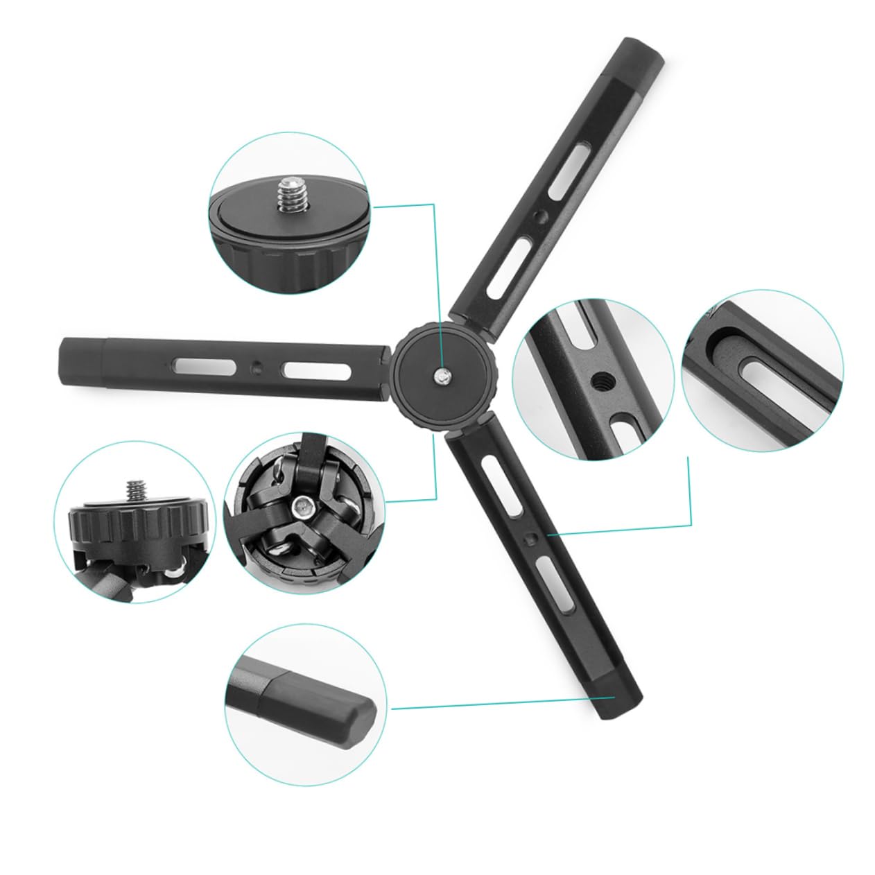 OSALADI 3-Pack Foldable Mini Tripod Stand for iPhone & Smartphones - Portable Adjustable Phone Tripod with 4-Level Height (Tabletop/Floor Use) - Perfect for Vlogging, Live Streaming & Photography