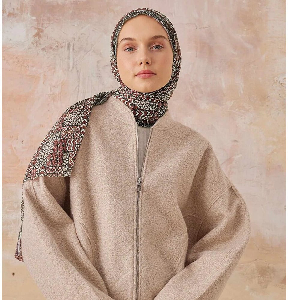 Abstract Crinkle Cotton Hijab Shawl - Dark Brown | Modest Fashion Scarf for Women | Perfect for Daily Wear, Prayer & Special Occasions