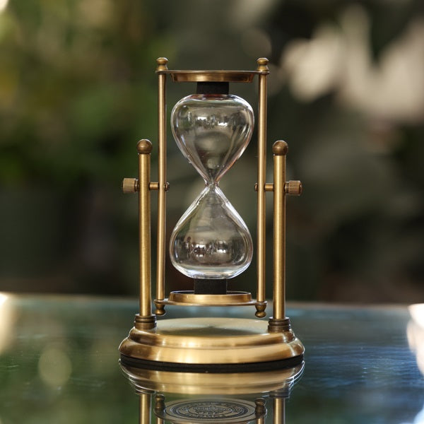 Vintage Brass Rotating Hourglass Urn - Kelvin & Hughes Classic Home Decor for Office Desk, Bookshelf, or Mantelpiece