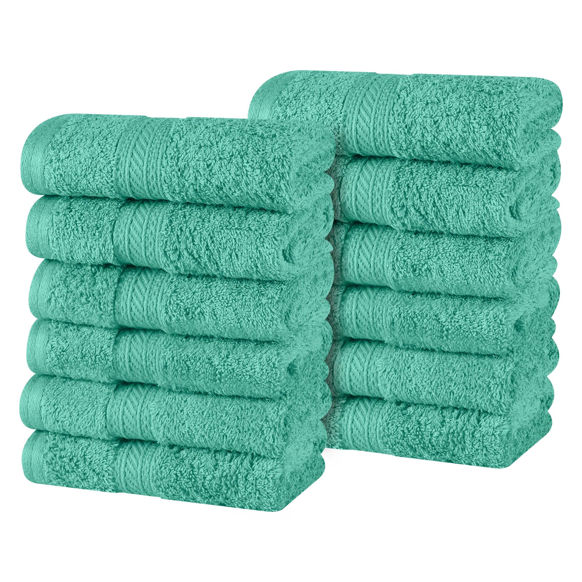 Premium Atlas Cotton Plush Heavyweight Luxury Face Towels & Washcloths - 12-Piece Set for Spa, Bathroom, and Gentle Skincare Routine