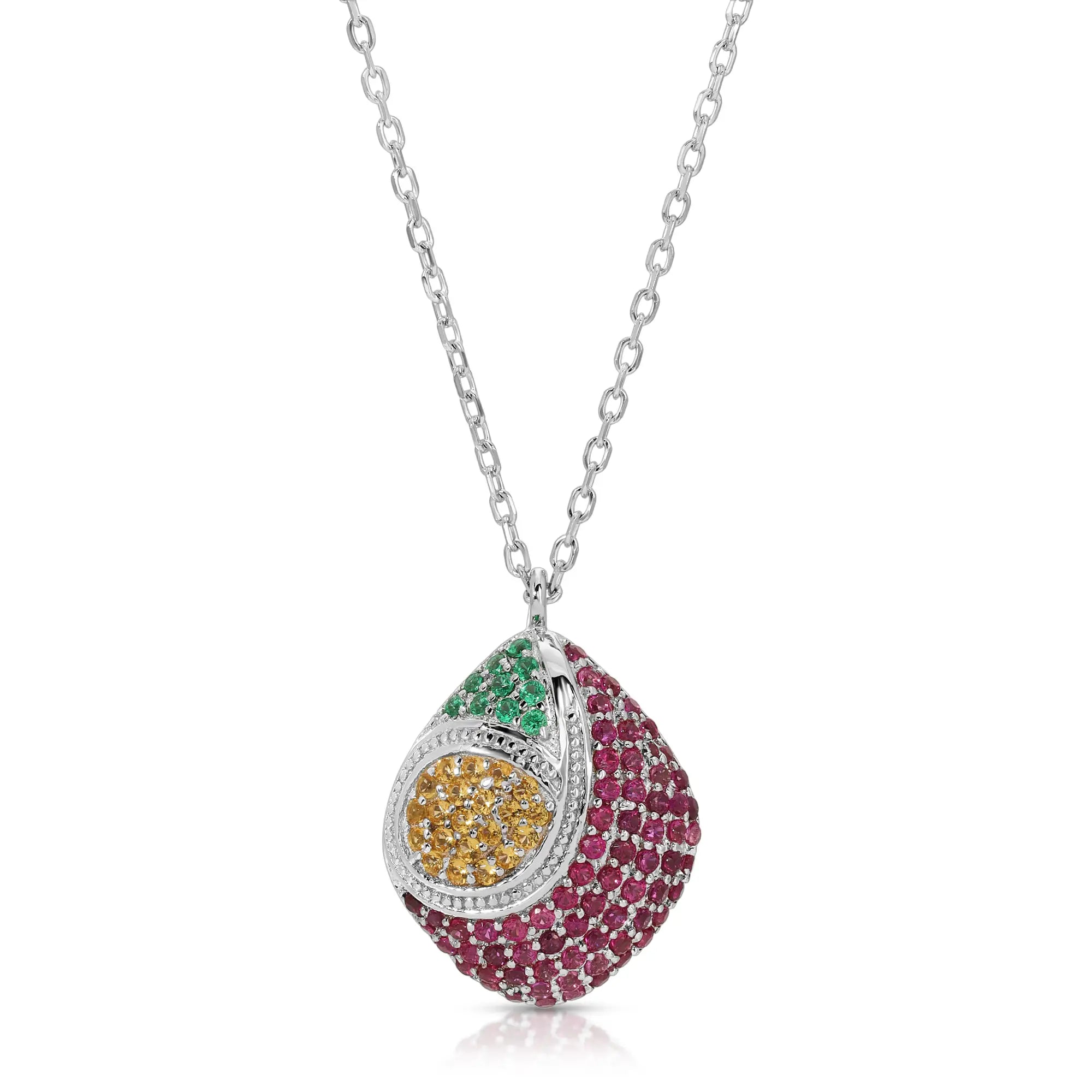Genuine Multicolor Gemstone Necklace with Sterling Silver Chain - Perfect for Gifts, Parties & Everyday Elegance