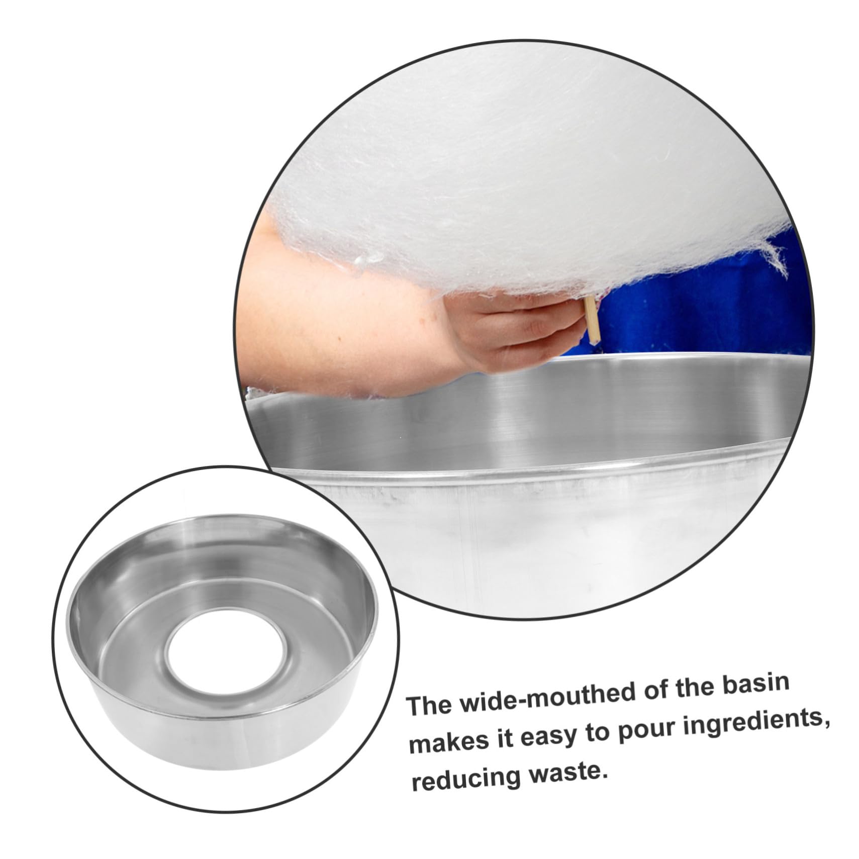 PRETYZOOM 38cm Stainless Steel Cotton Candy Machine Bowl - Replacement Basin for Candy Floss Maker, Commercial & Home Use - Perfect for Parties, Carnivals, and Dessert Shops