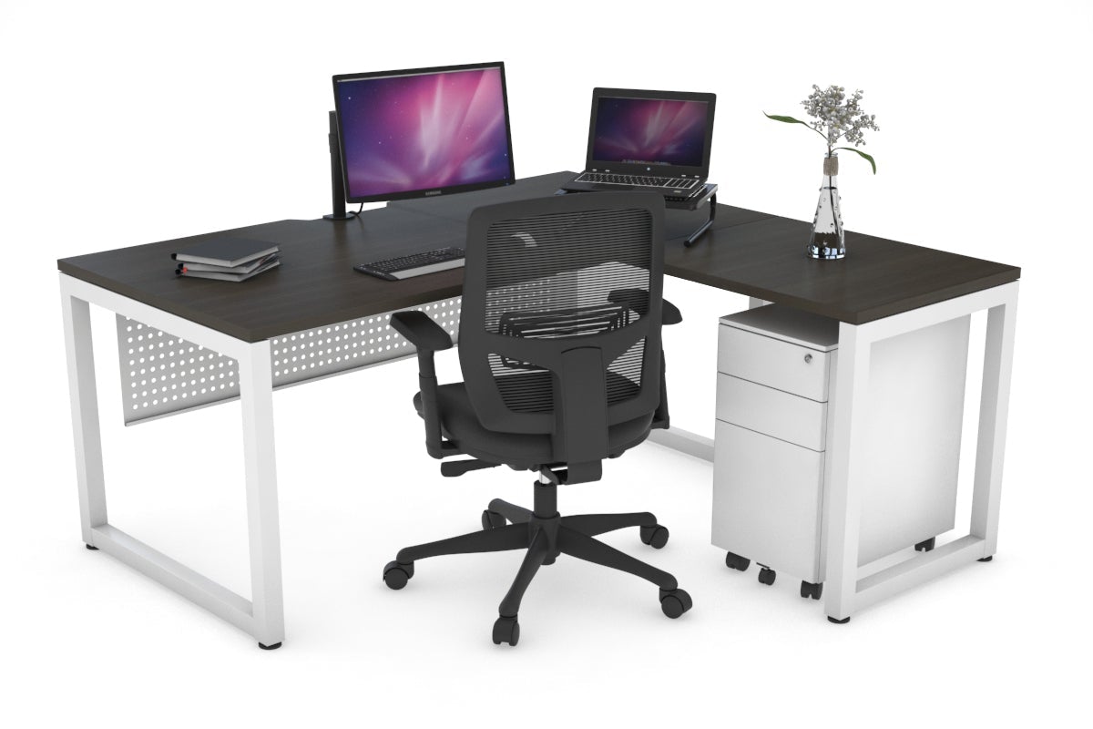 L-Shaped Corner Office Desk with Quadro Loop Legs - 1400L x 1800W, Cable Management Scallop - Perfect for Home Office, Gaming Setup & Workspace Organization