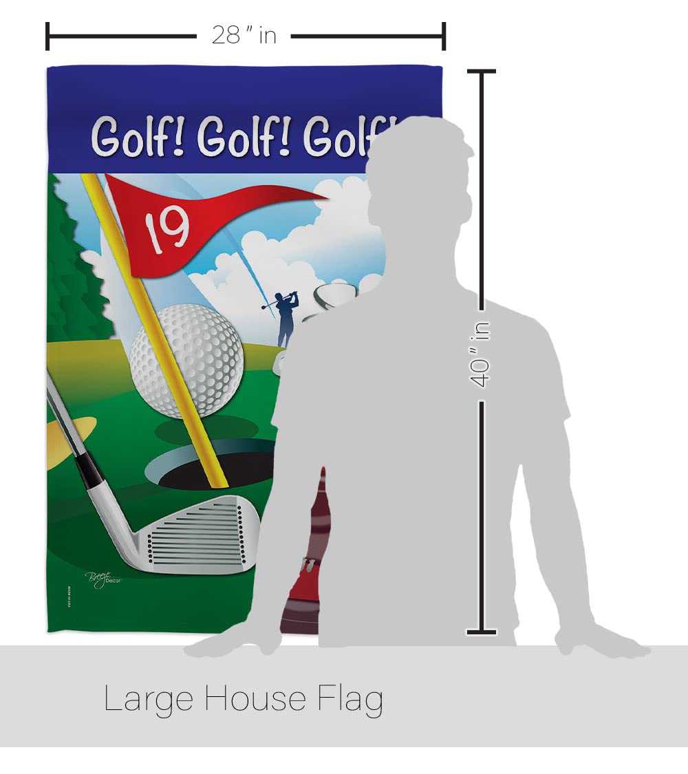 Golf Sports Vertical House Flag Set 28x40