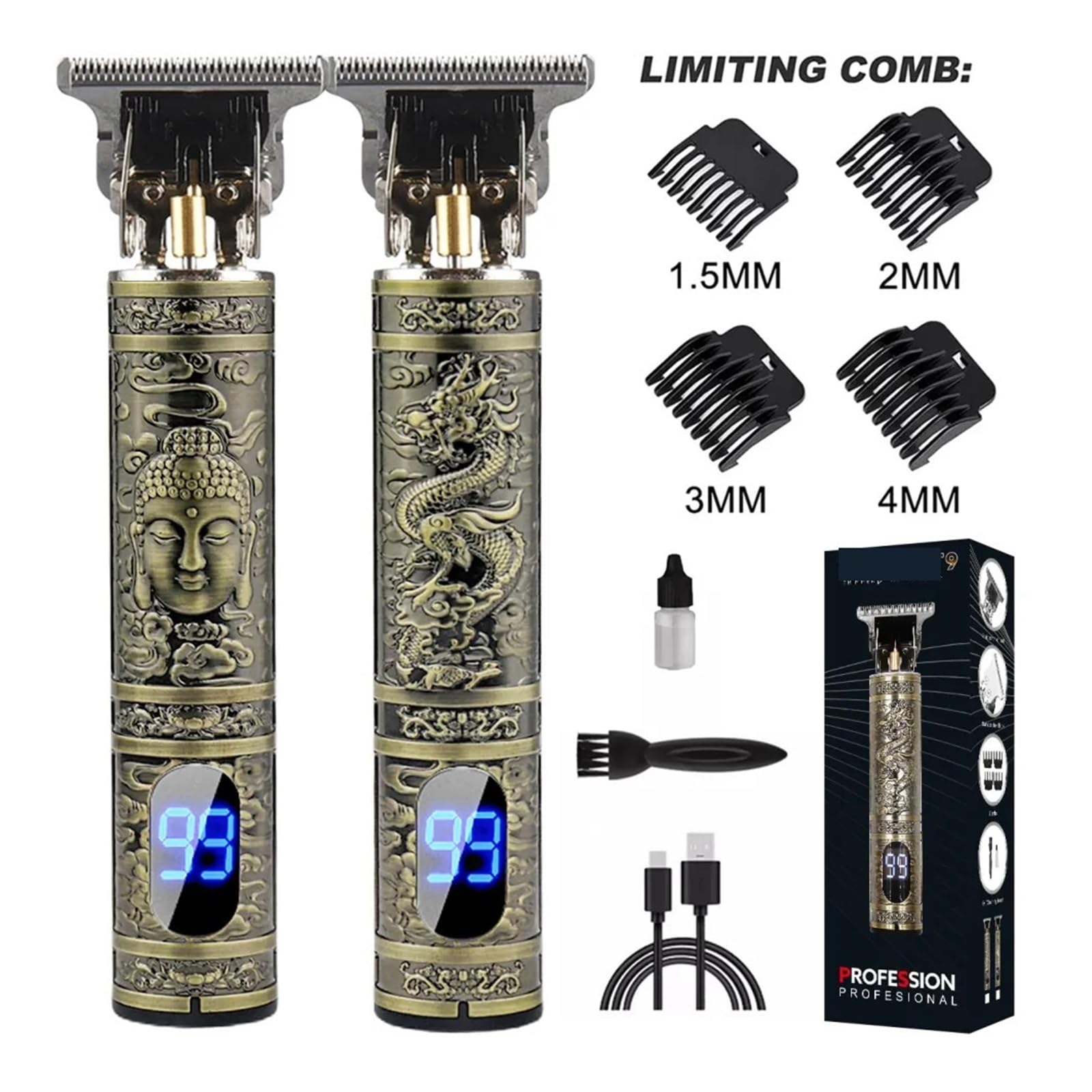 T9 Electric Hair Clipper for Men - LCD Display, 0mm Shaver, Professional Hair Trimmer, Home & Travel Barber Kit, Cordless Shaving Machine (Black) - Perfect for Beard Grooming, Head Shaving & Body Hair Trimming at Home or On-the-Go
