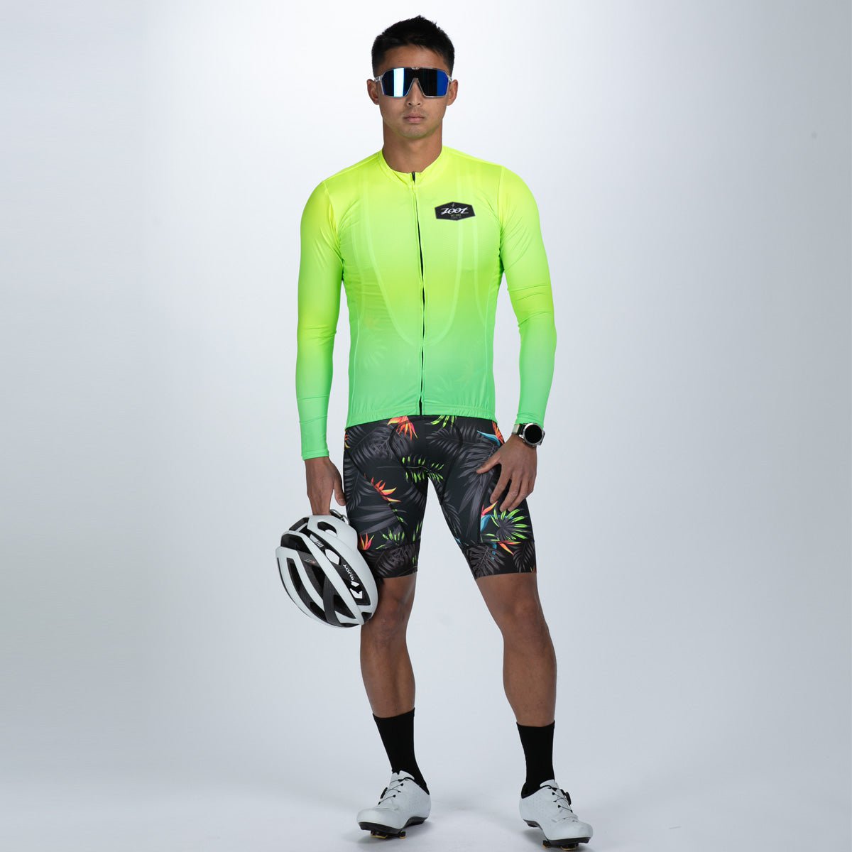 Men's Limited Edition Cycling Sun Protection Long Sleeve Jersey - Tropical Magic Print for Outdoor Biking & Summer Sports