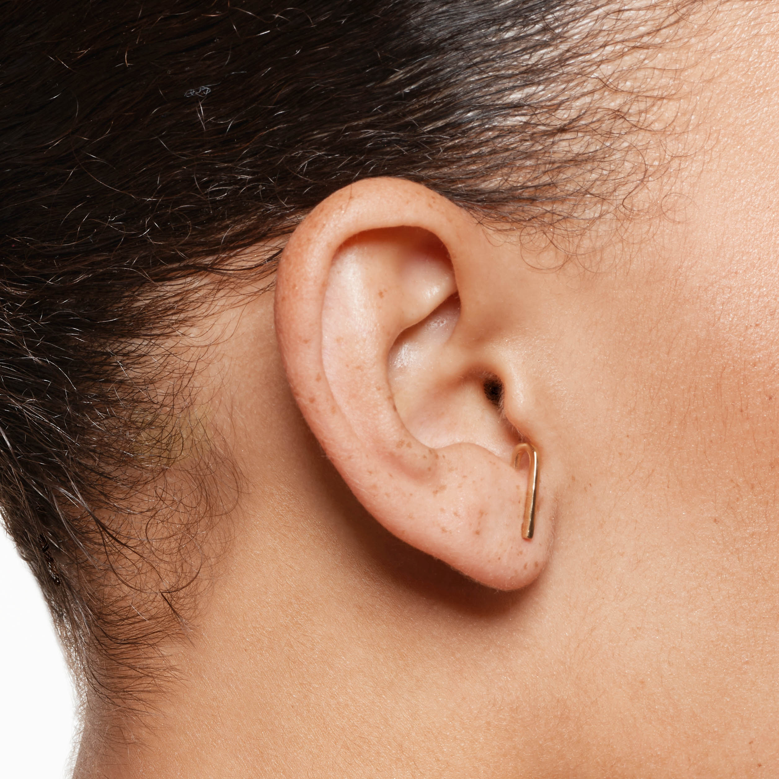 Gold Plain Suspender Half Stud Earrings - Elegant Minimalist Jewelry for Women, Perfect for Daily Wear, Office & Special Occasions