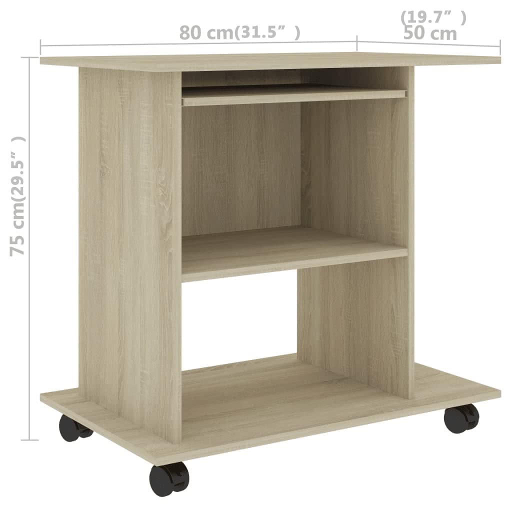 Modern Computer Desk with Storage & Casters - 31.5