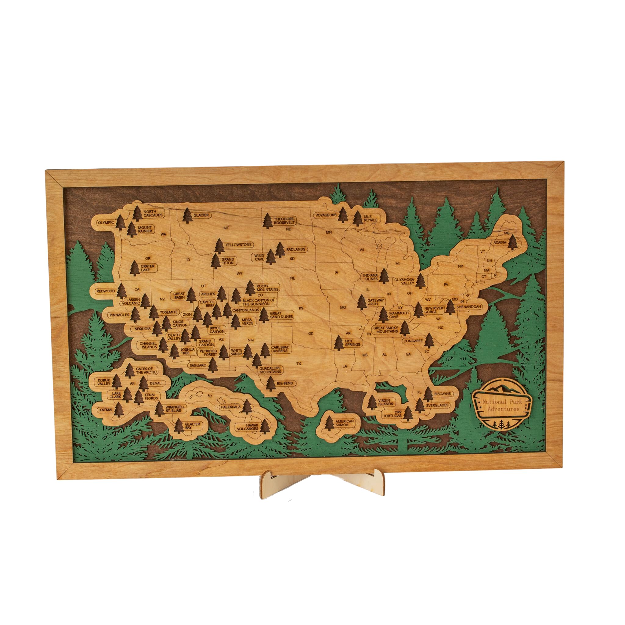 Personalized Wooden National Park Travel Map - Custom Name Engraved - Perfect for Home Decor, Camping Gifts & Adventure Travel Souvenirs