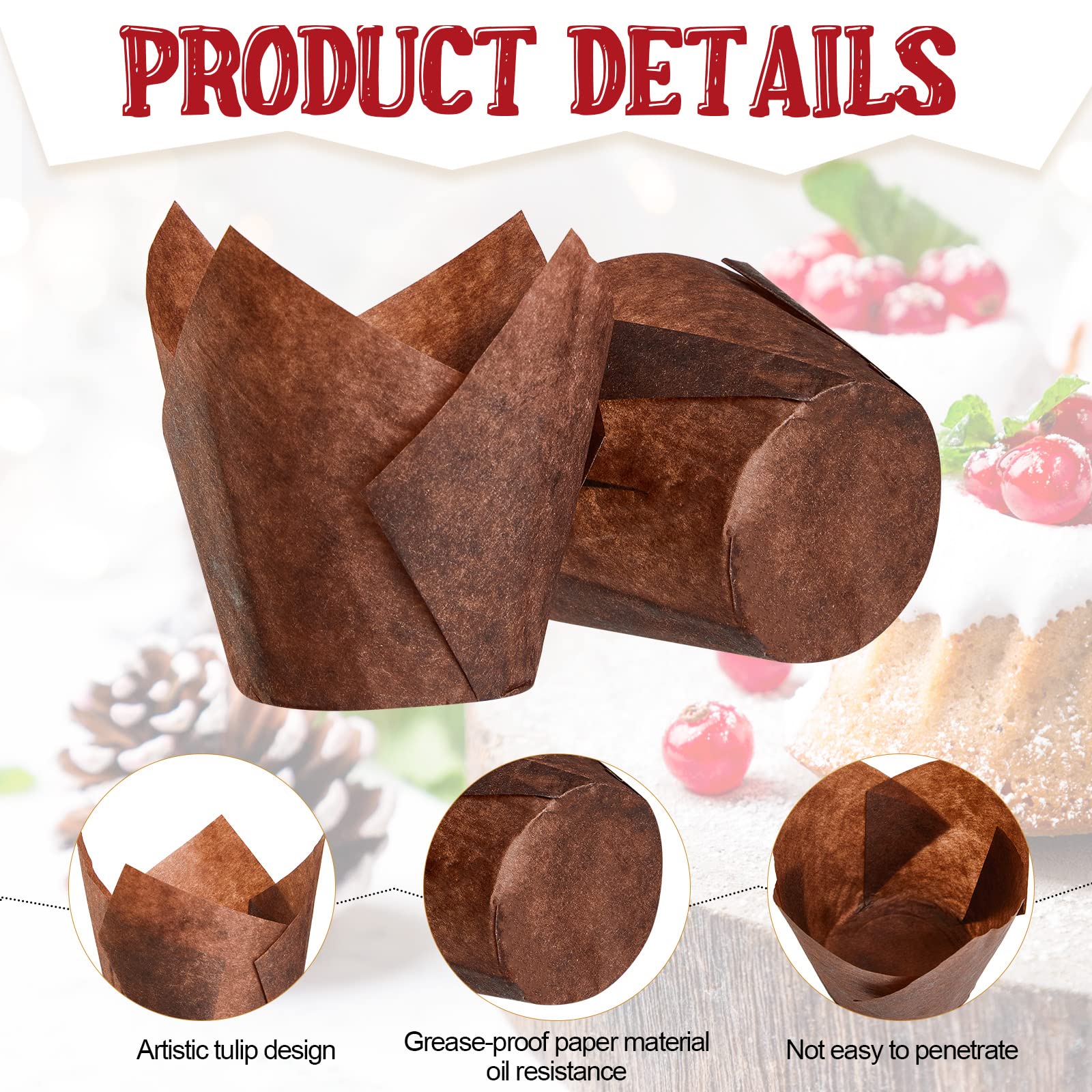 800 Pcs Tulip Cupcake Liners - Greaseproof Baking Cups for Muffins, Cupcakes & Desserts - Perfect for Parties, Weddings, Birthdays & Baby Showers (Simple Style) - Ideal for Home Baking, Holiday Treats & Special Occasions