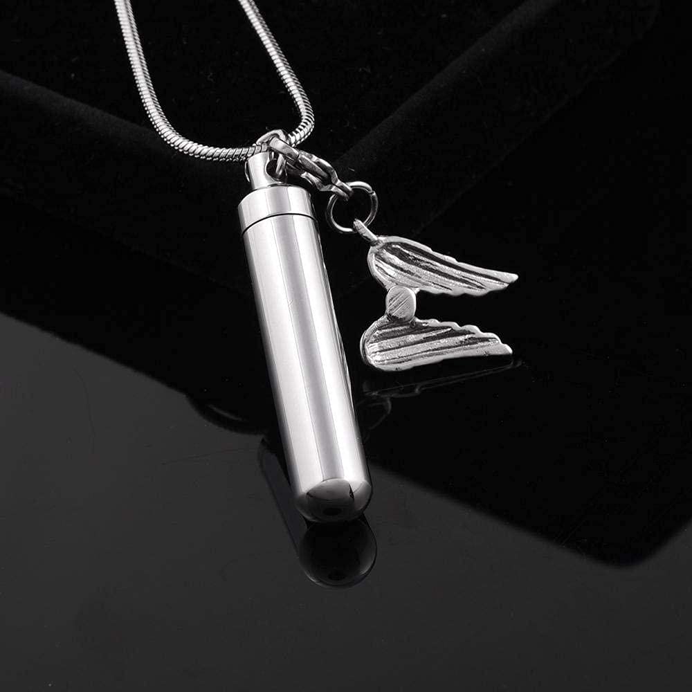 Stainless Steel Cross & Angel Wing Memorial Urn Necklace - Lords Prayer Pendant, Cremation Jewelry for Ashes - 3 Piece Set with Chain - Perfect for Remembrance, Sympathy Gifts & Religious Occasions