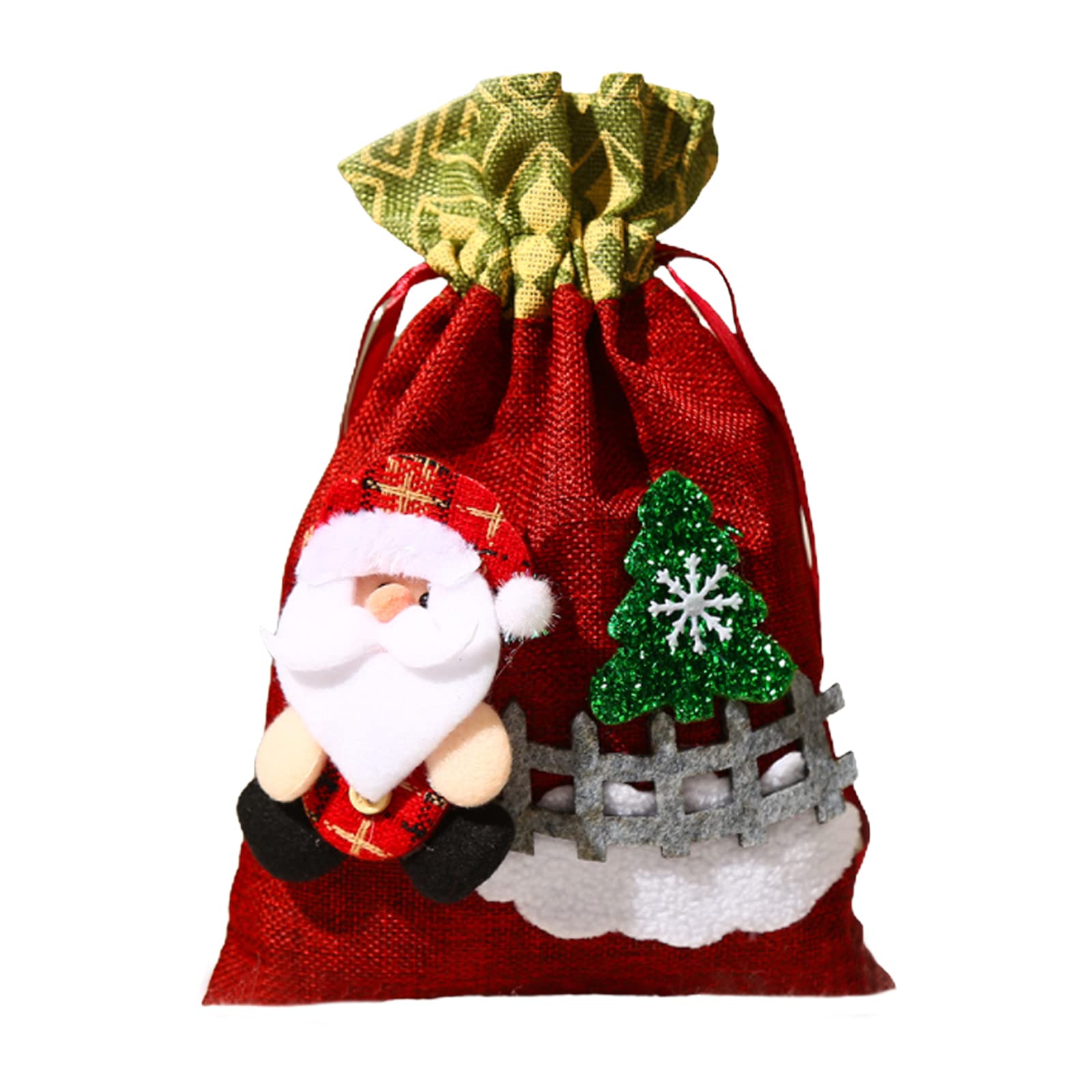 Babody 4-Piece Set of 3D Burlap Christmas Drawstring Gift Bags - Santa Claus & Snowman Design for Candy, Cookies, Treats & Party Favors | Perfect for Holiday Gifting, Classroom Treats & Christmas Party Decorations